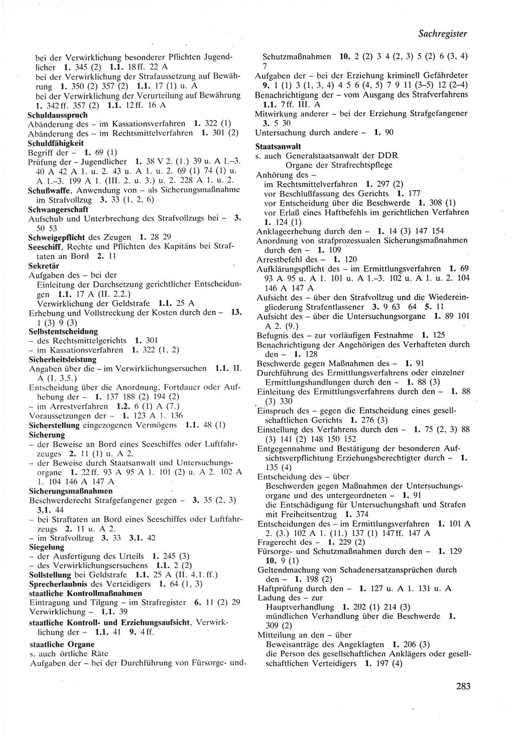 Strafprozeßordnung (StPO) der Deutschen Demokratischen Republik (DDR) sowie angrenzende Gesetze und Bestimmungen 1987, Seite 283 (StPO DDR Ges. Best. 1987, S. 283)
