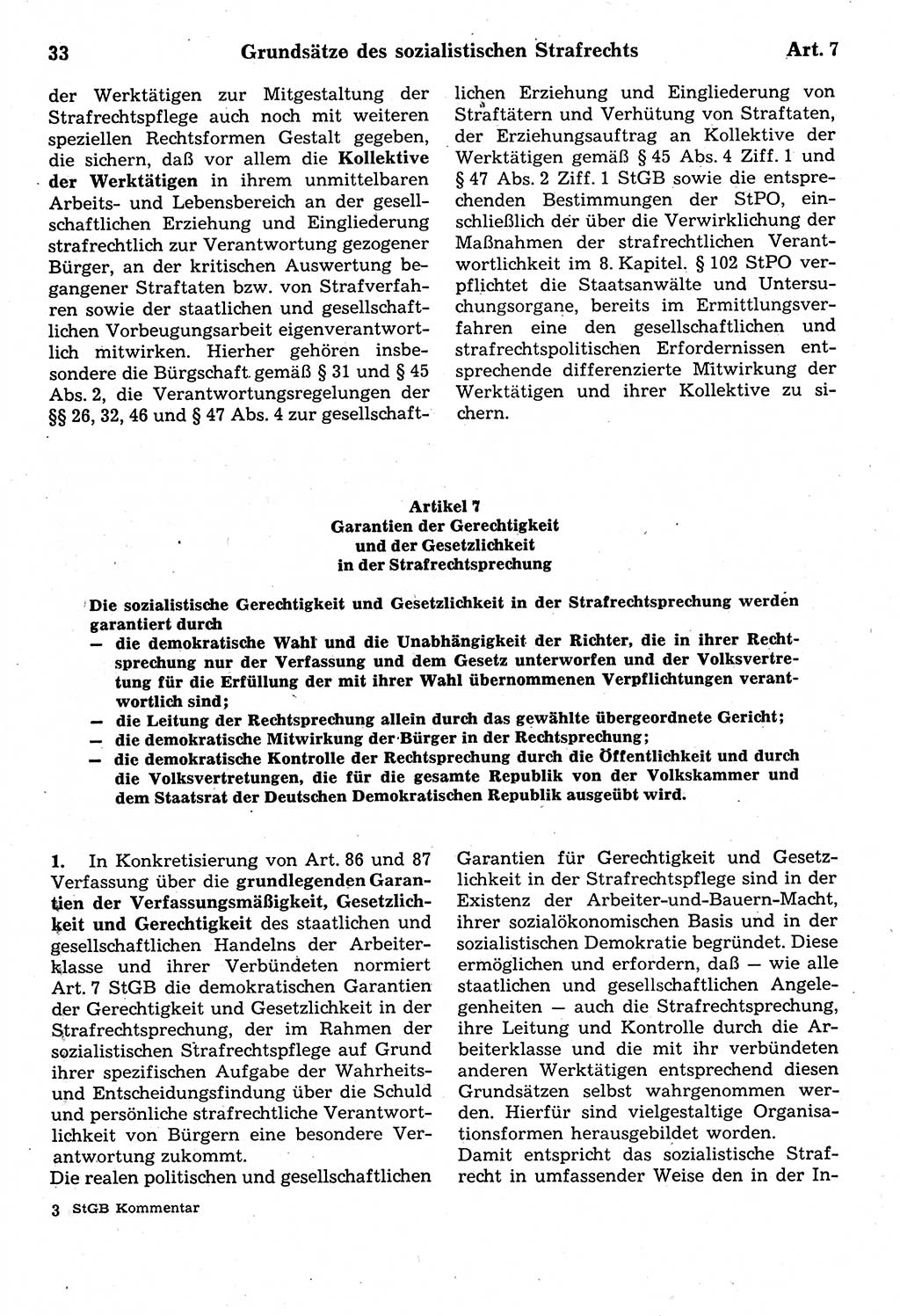 Strafrecht der Deutschen Demokratischen Republik (DDR), Kommentar zum Strafgesetzbuch (StGB) 1987, Seite 33 (Strafr. DDR Komm. StGB 1987, S. 33)