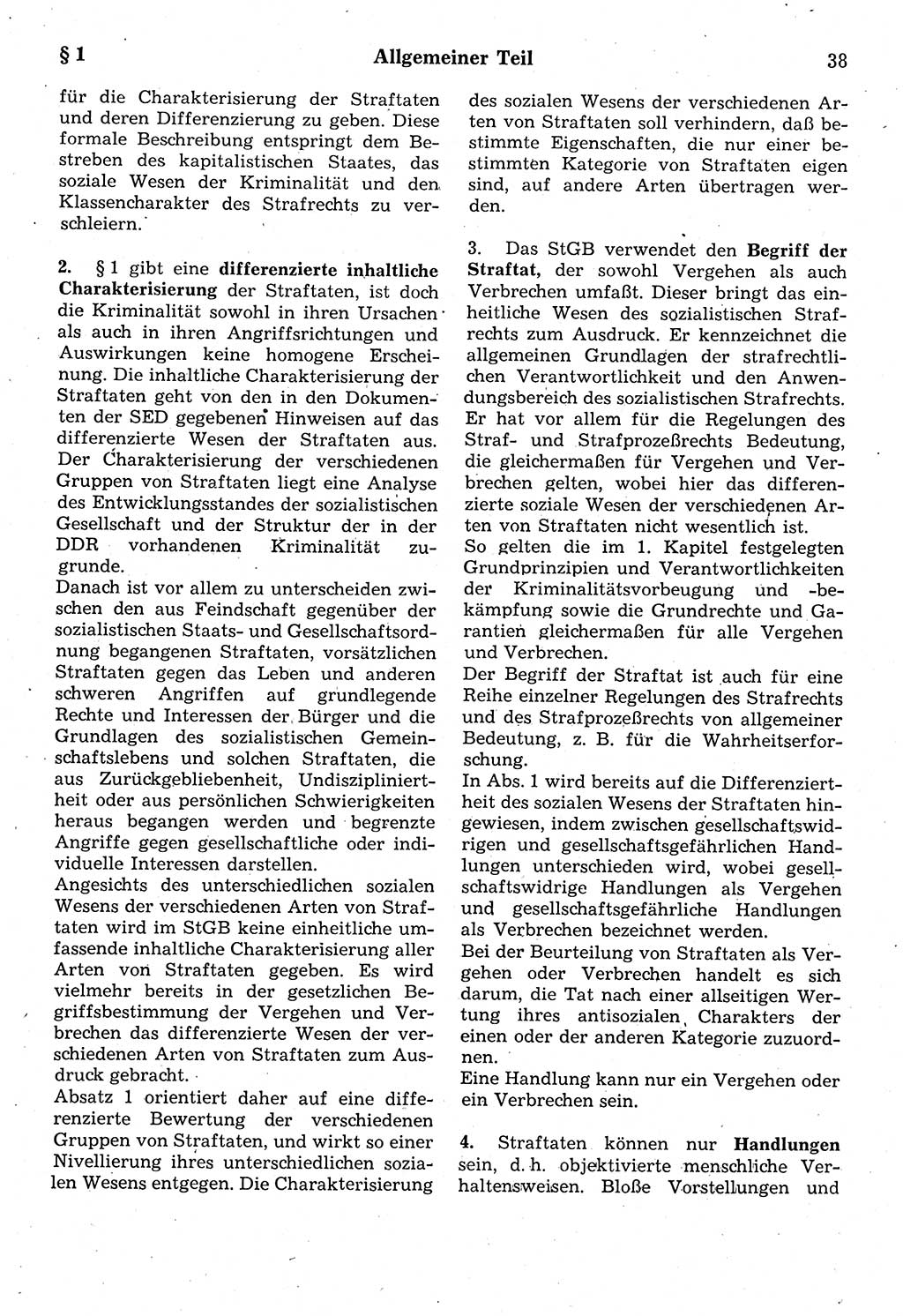 Strafrecht der Deutschen Demokratischen Republik (DDR), Kommentar zum Strafgesetzbuch (StGB) 1987, Seite 38 (Strafr. DDR Komm. StGB 1987, S. 38)