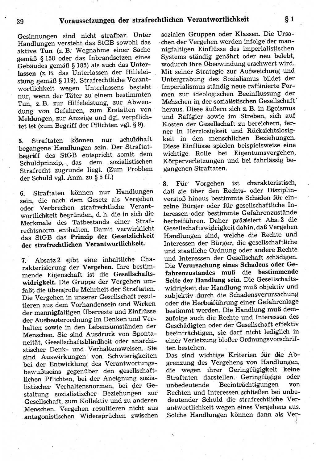 Strafrecht der Deutschen Demokratischen Republik (DDR), Kommentar zum Strafgesetzbuch (StGB) 1987, Seite 39 (Strafr. DDR Komm. StGB 1987, S. 39)