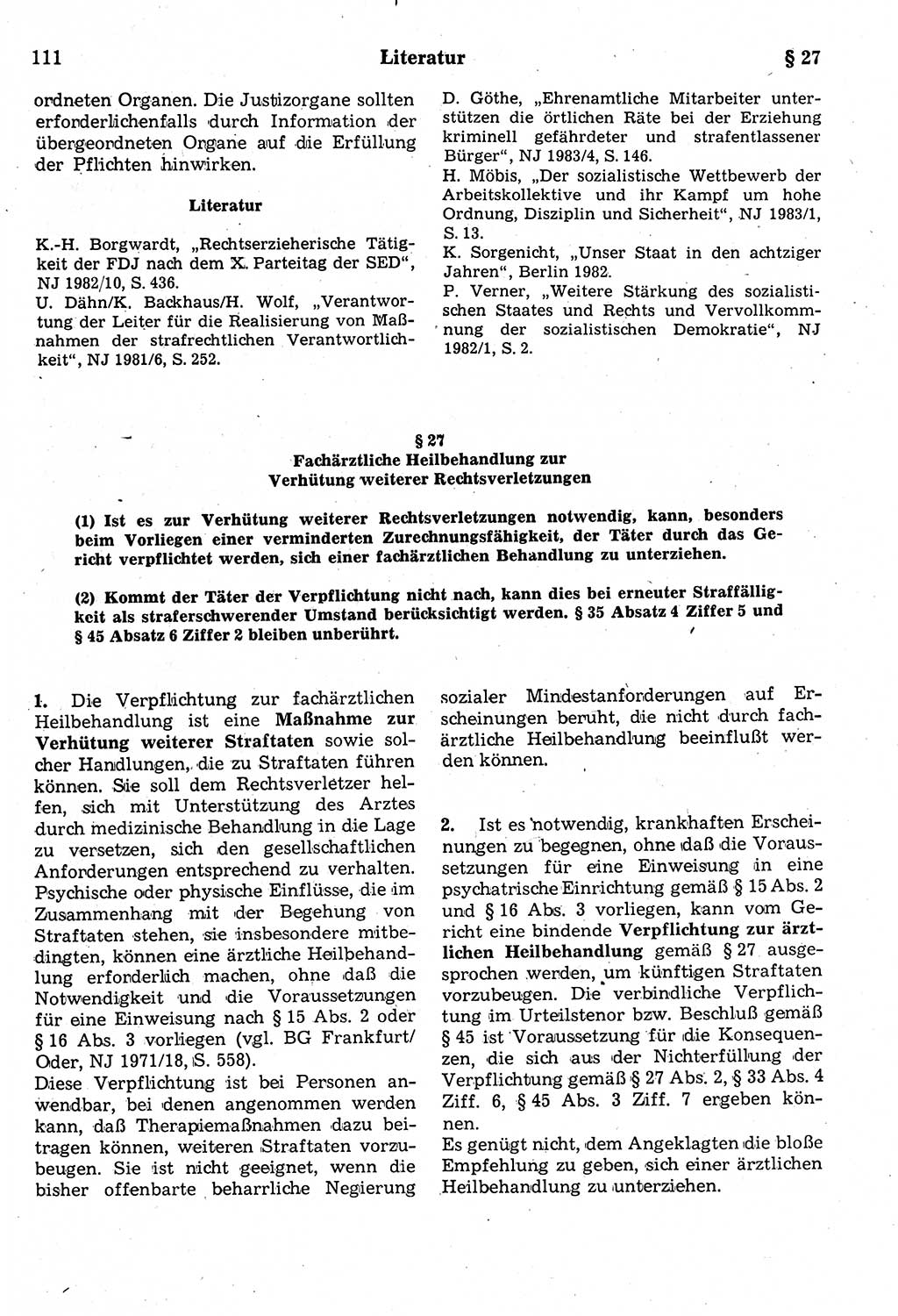 Strafrecht der Deutschen Demokratischen Republik (DDR), Kommentar zum Strafgesetzbuch (StGB) 1987, Seite 111 (Strafr. DDR Komm. StGB 1987, S. 111)