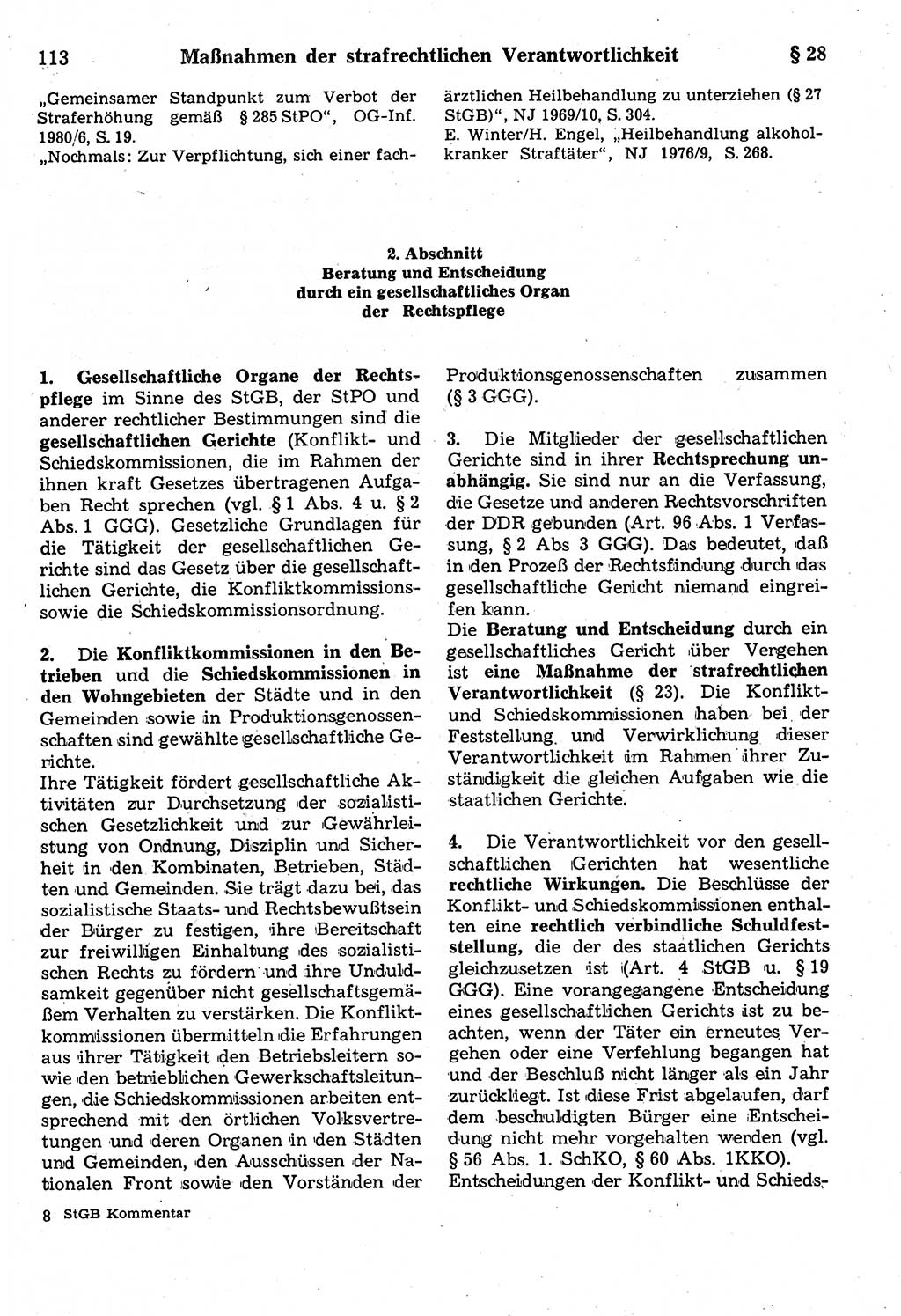Strafrecht der Deutschen Demokratischen Republik (DDR), Kommentar zum Strafgesetzbuch (StGB) 1987, Seite 113 (Strafr. DDR Komm. StGB 1987, S. 113)