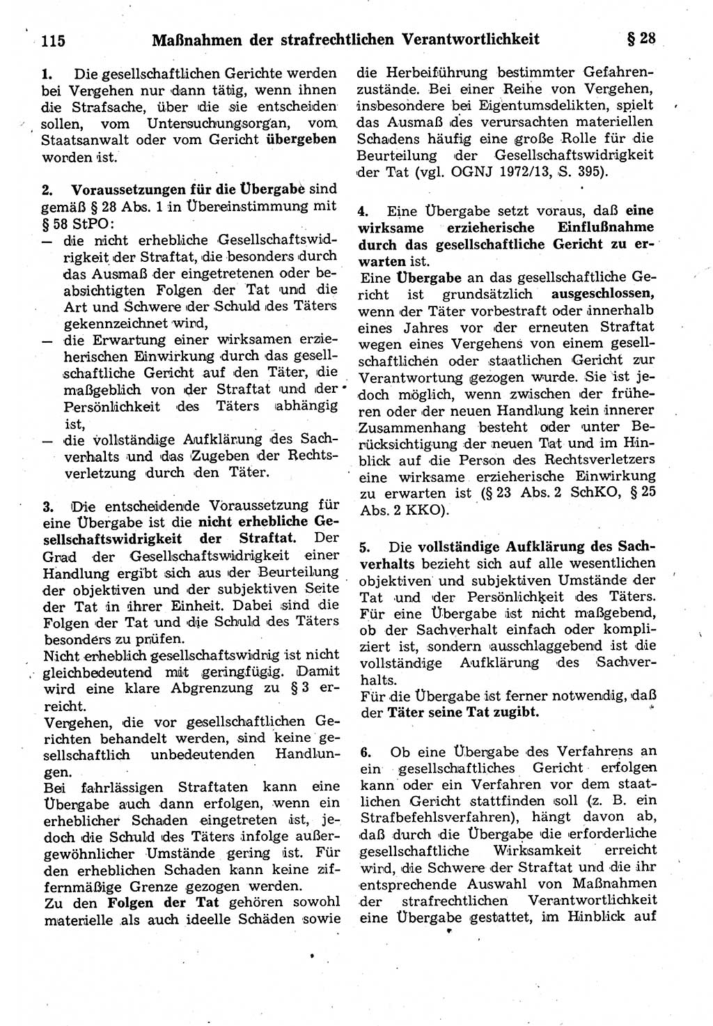 Strafrecht der Deutschen Demokratischen Republik (DDR), Kommentar zum Strafgesetzbuch (StGB) 1987, Seite 115 (Strafr. DDR Komm. StGB 1987, S. 115)