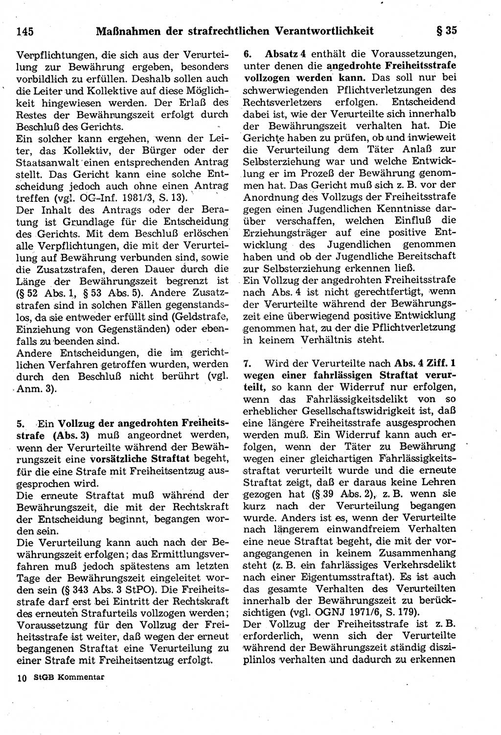 Strafrecht der Deutschen Demokratischen Republik (DDR), Kommentar zum Strafgesetzbuch (StGB) 1987, Seite 145 (Strafr. DDR Komm. StGB 1987, S. 145)