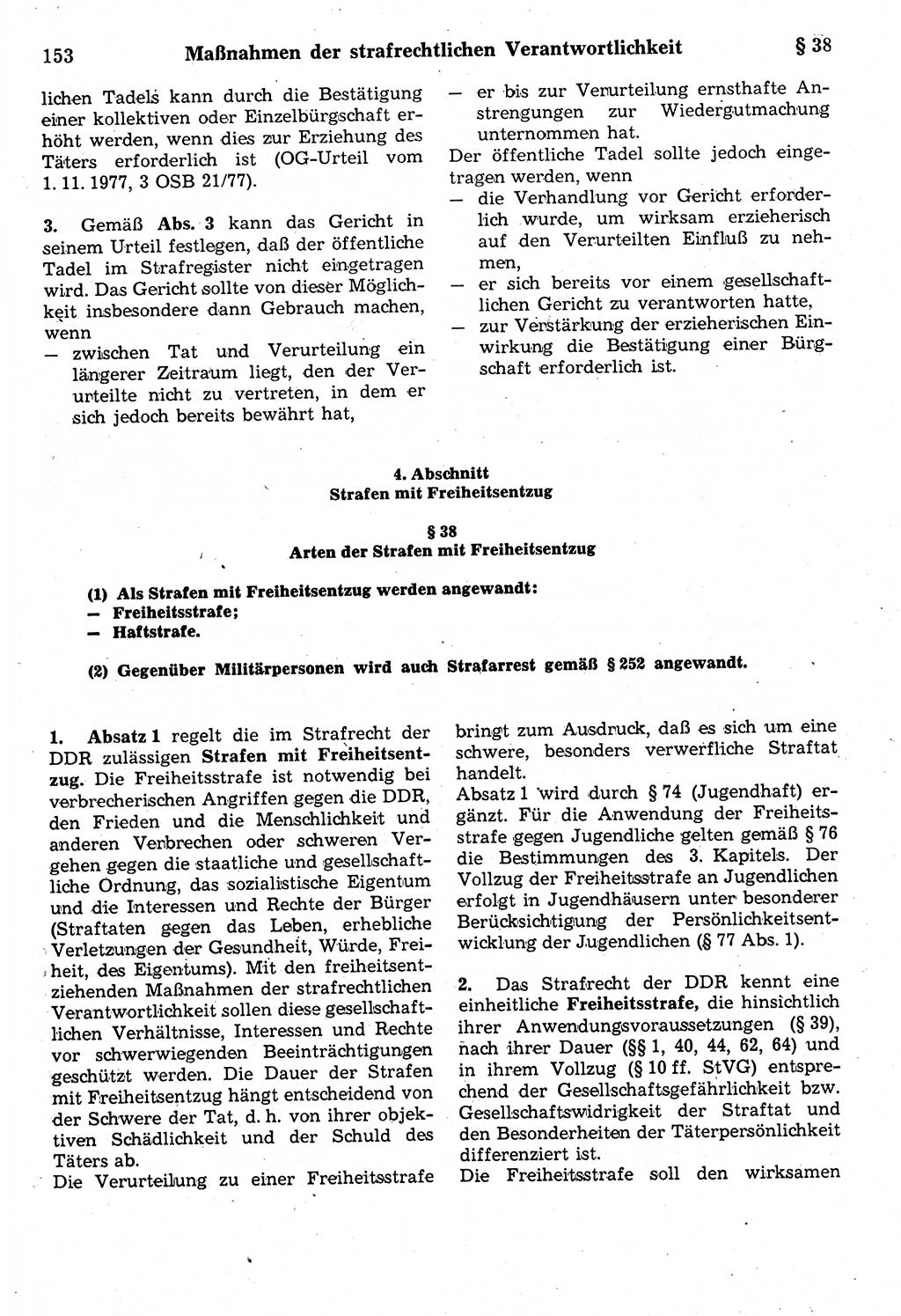 Strafrecht der Deutschen Demokratischen Republik (DDR), Kommentar zum Strafgesetzbuch (StGB) 1987, Seite 153 (Strafr. DDR Komm. StGB 1987, S. 153)