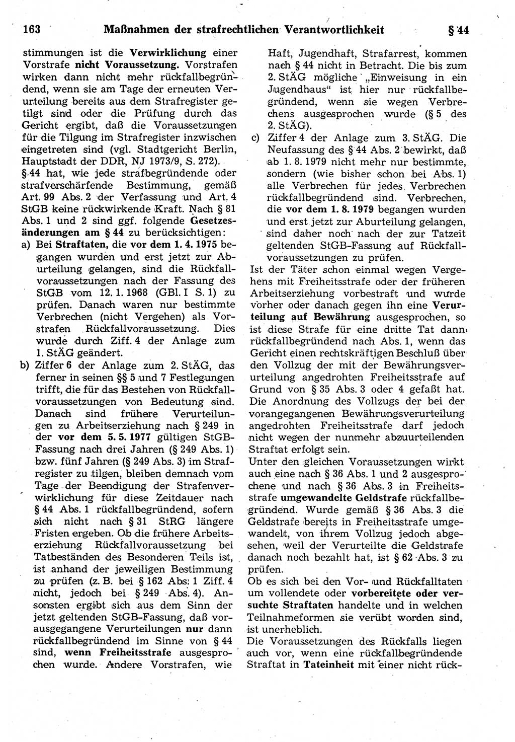 Strafrecht der Deutschen Demokratischen Republik (DDR), Kommentar zum Strafgesetzbuch (StGB) 1987, Seite 163 (Strafr. DDR Komm. StGB 1987, S. 163)