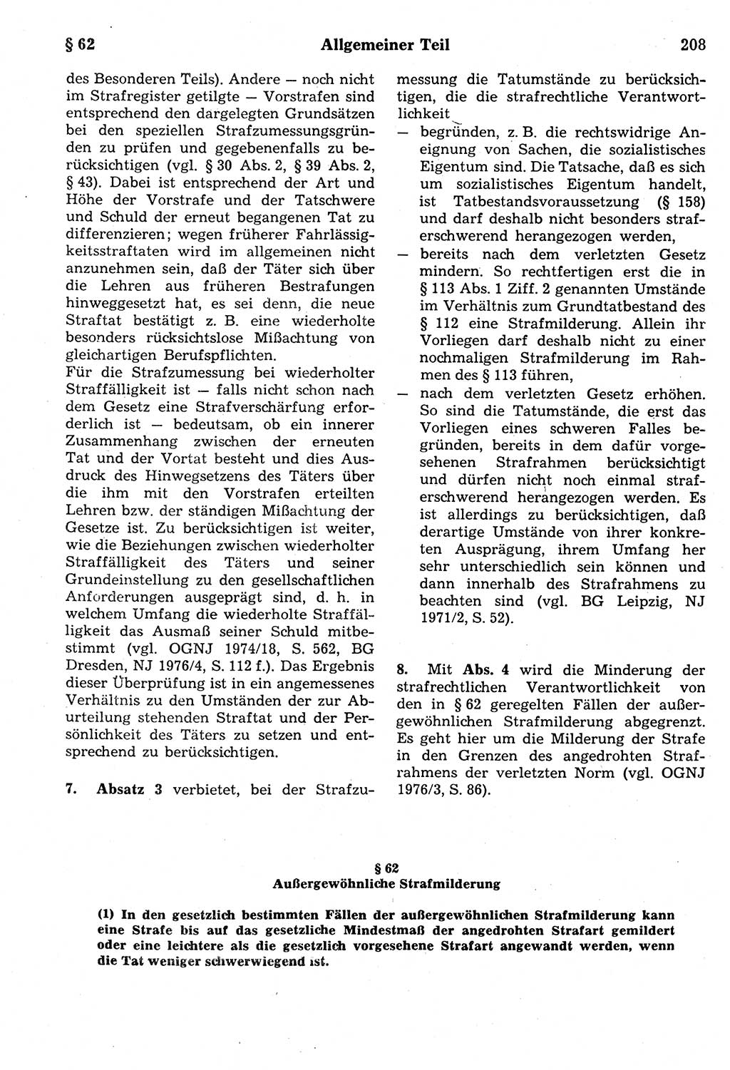 Strafrecht der Deutschen Demokratischen Republik (DDR), Kommentar zum Strafgesetzbuch (StGB) 1987, Seite 208 (Strafr. DDR Komm. StGB 1987, S. 208)