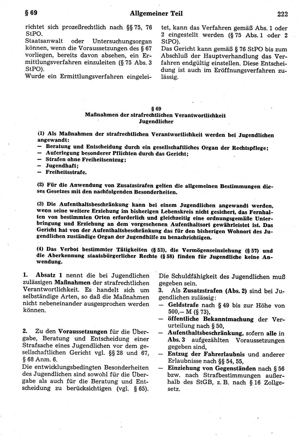 Strafrecht der Deutschen Demokratischen Republik (DDR), Kommentar zum Strafgesetzbuch (StGB) 1987, Seite 222 (Strafr. DDR Komm. StGB 1987, S. 222)