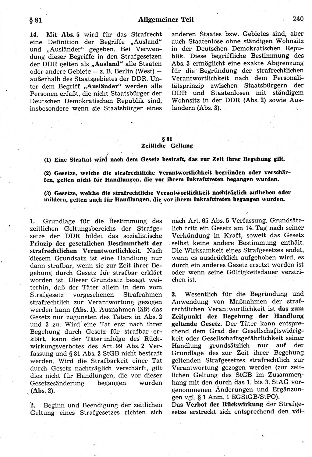 Strafrecht der Deutschen Demokratischen Republik (DDR), Kommentar zum Strafgesetzbuch (StGB) 1987, Seite 240 (Strafr. DDR Komm. StGB 1987, S. 240)
