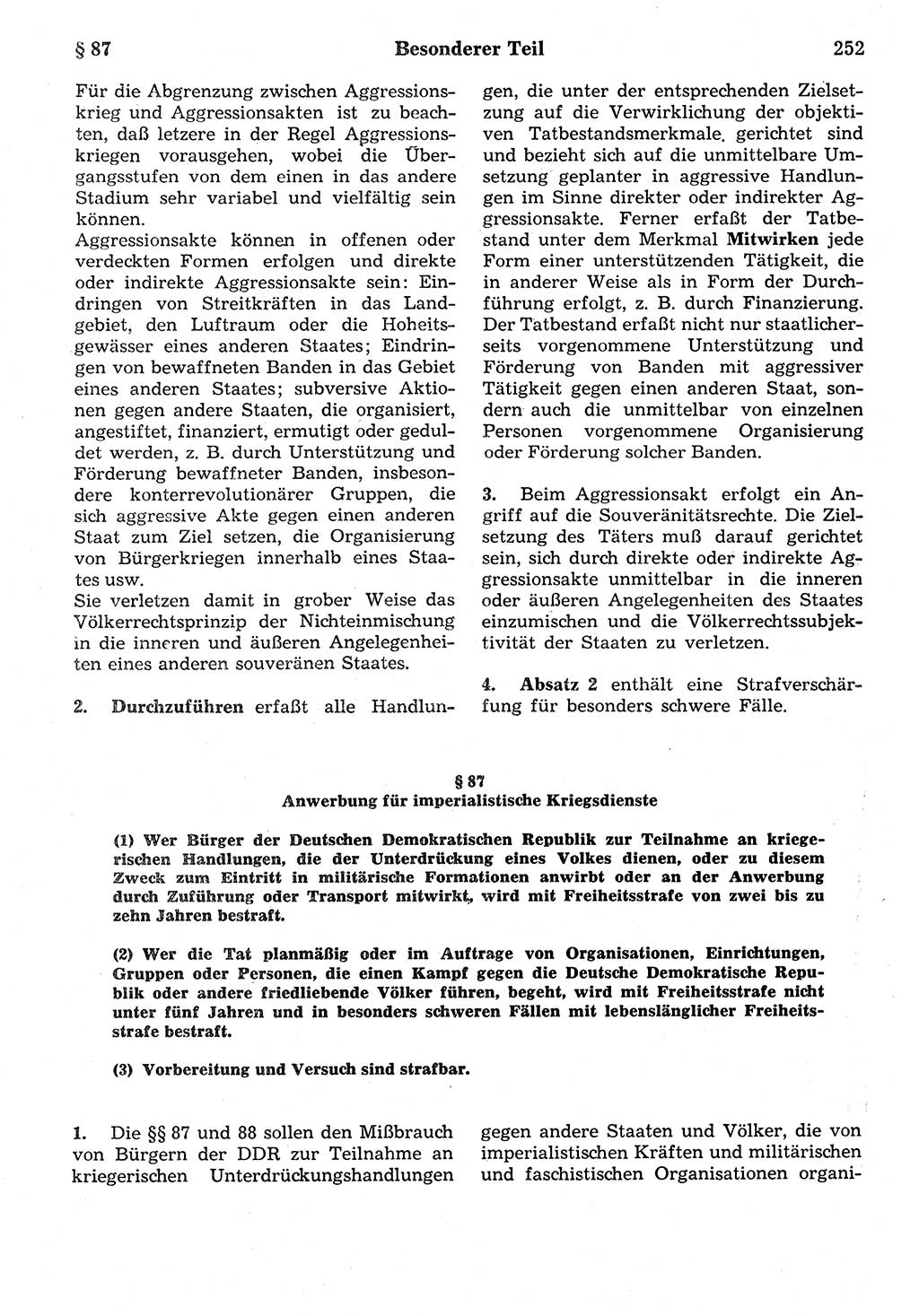 Strafrecht der Deutschen Demokratischen Republik (DDR), Kommentar zum Strafgesetzbuch (StGB) 1987, Seite 252 (Strafr. DDR Komm. StGB 1987, S. 252)