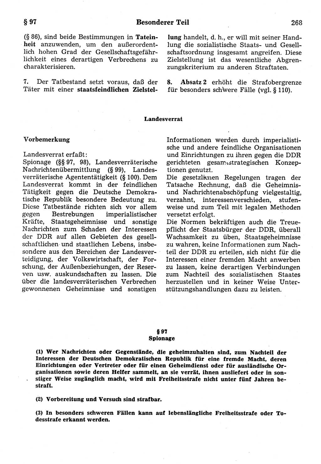 Strafrecht der Deutschen Demokratischen Republik (DDR), Kommentar zum Strafgesetzbuch (StGB) 1987, Seite 268 (Strafr. DDR Komm. StGB 1987, S. 268)