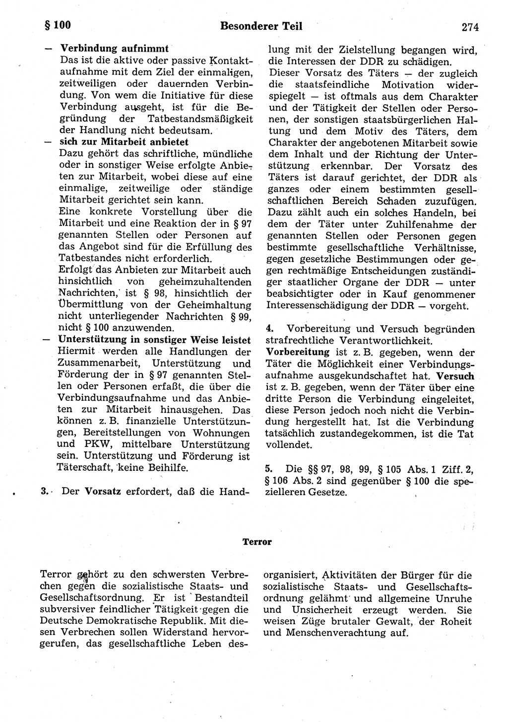 Strafrecht der Deutschen Demokratischen Republik (DDR), Kommentar zum Strafgesetzbuch (StGB) 1987, Seite 274 (Strafr. DDR Komm. StGB 1987, S. 274)