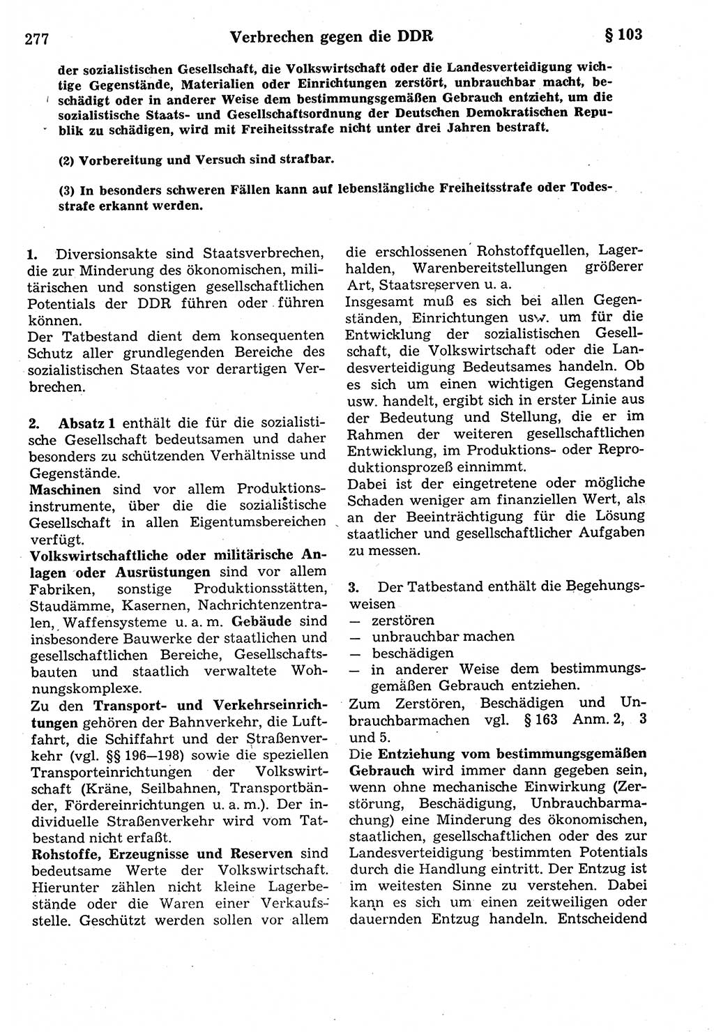 Strafrecht der Deutschen Demokratischen Republik (DDR), Kommentar zum Strafgesetzbuch (StGB) 1987, Seite 277 (Strafr. DDR Komm. StGB 1987, S. 277)