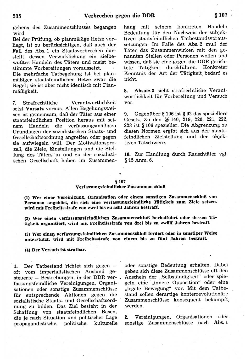Strafrecht der Deutschen Demokratischen Republik (DDR), Kommentar zum Strafgesetzbuch (StGB) 1987, Seite 285 (Strafr. DDR Komm. StGB 1987, S. 285)