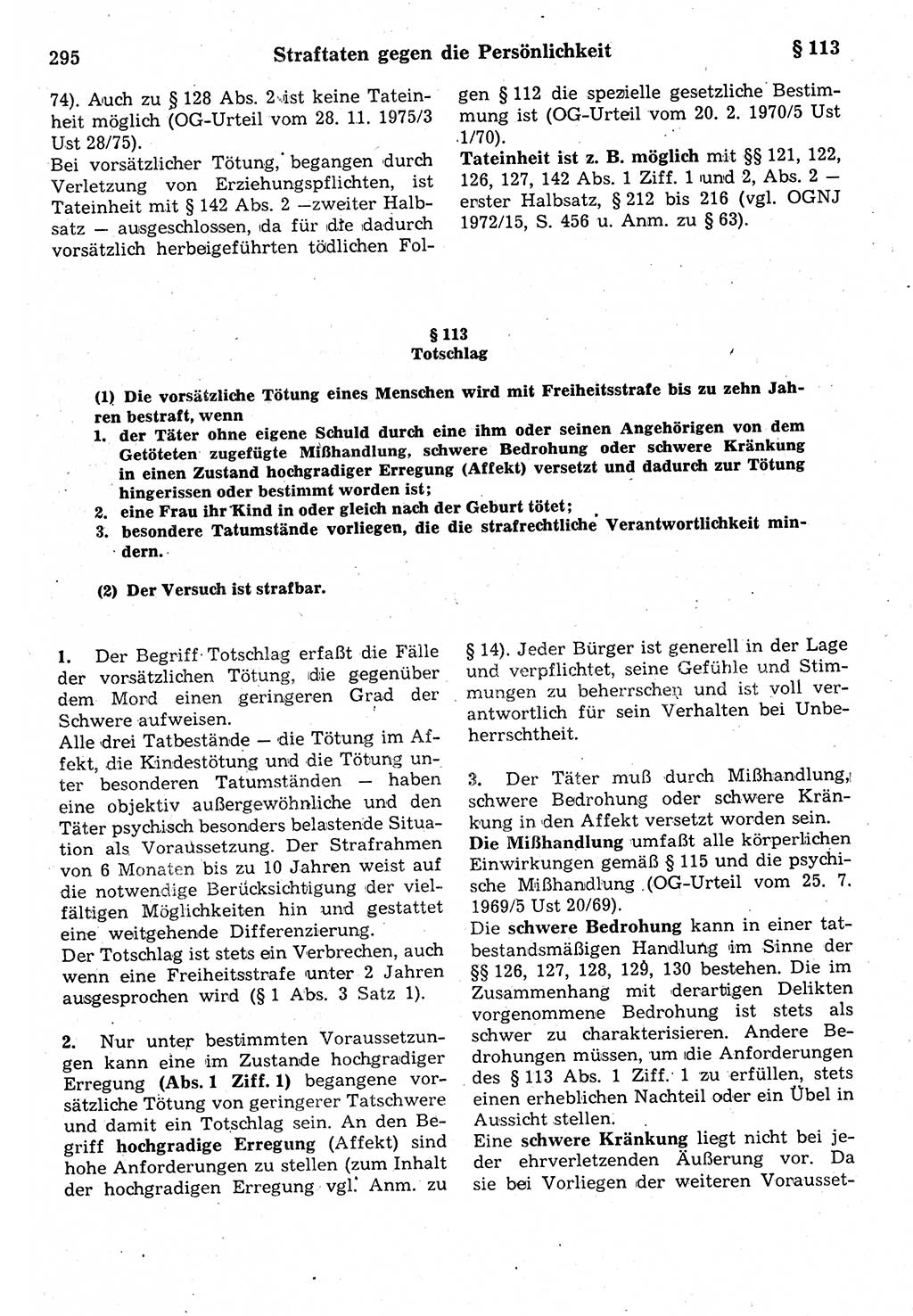 Strafrecht der Deutschen Demokratischen Republik (DDR), Kommentar zum Strafgesetzbuch (StGB) 1987, Seite 295 (Strafr. DDR Komm. StGB 1987, S. 295)