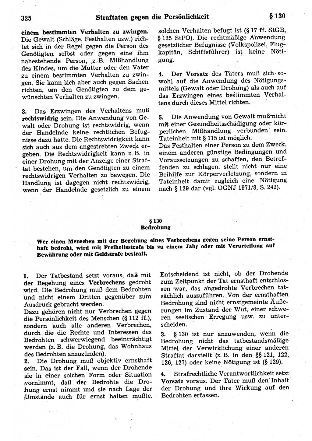 Strafrecht der Deutschen Demokratischen Republik (DDR), Kommentar zum Strafgesetzbuch (StGB) 1987, Seite 325 (Strafr. DDR Komm. StGB 1987, S. 325)