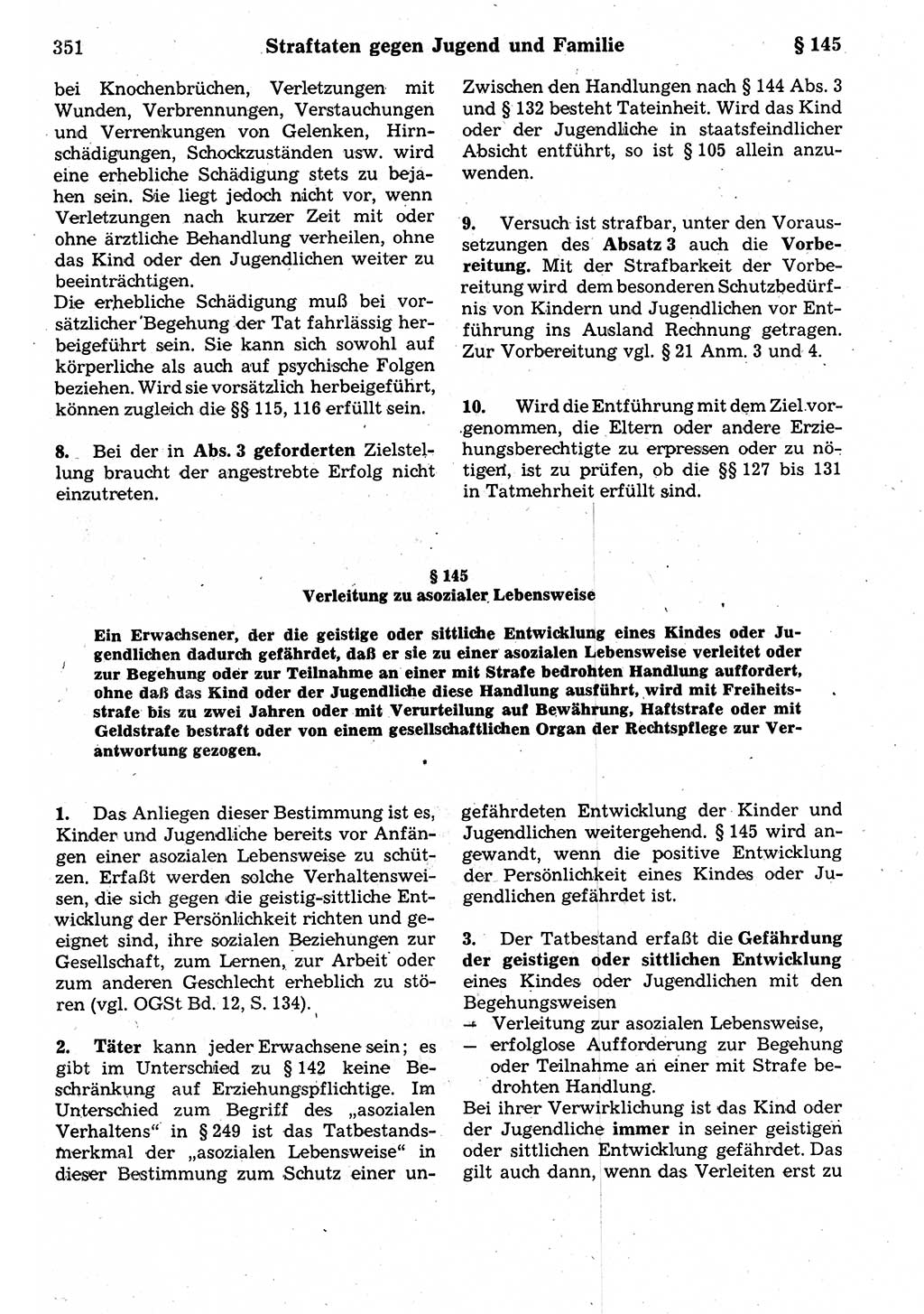 Strafrecht der Deutschen Demokratischen Republik (DDR), Kommentar zum Strafgesetzbuch (StGB) 1987, Seite 351 (Strafr. DDR Komm. StGB 1987, S. 351)