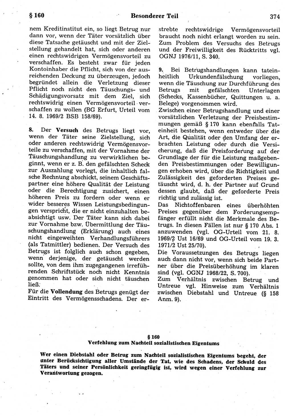 Strafrecht der Deutschen Demokratischen Republik (DDR), Kommentar zum Strafgesetzbuch (StGB) 1987, Seite 374 (Strafr. DDR Komm. StGB 1987, S. 374)