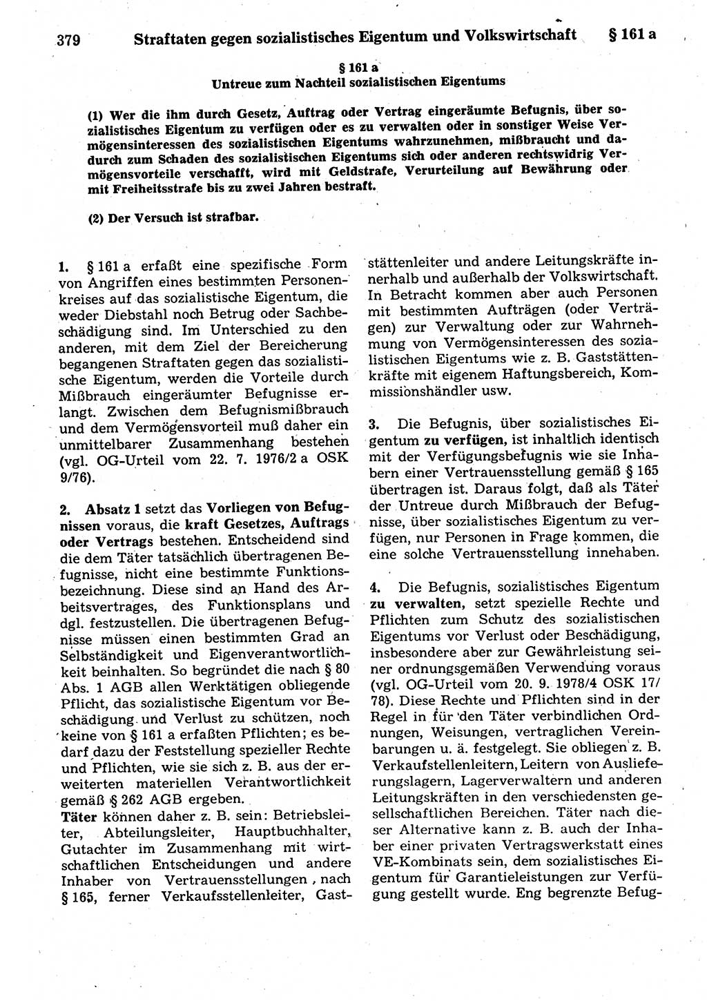 Strafrecht der Deutschen Demokratischen Republik (DDR), Kommentar zum Strafgesetzbuch (StGB) 1987, Seite 379 (Strafr. DDR Komm. StGB 1987, S. 379)