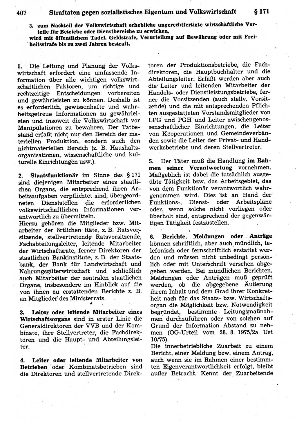 Strafrecht der Deutschen Demokratischen Republik (DDR), Kommentar zum Strafgesetzbuch (StGB) 1987, Seite 407 (Strafr. DDR Komm. StGB 1987, S. 407)