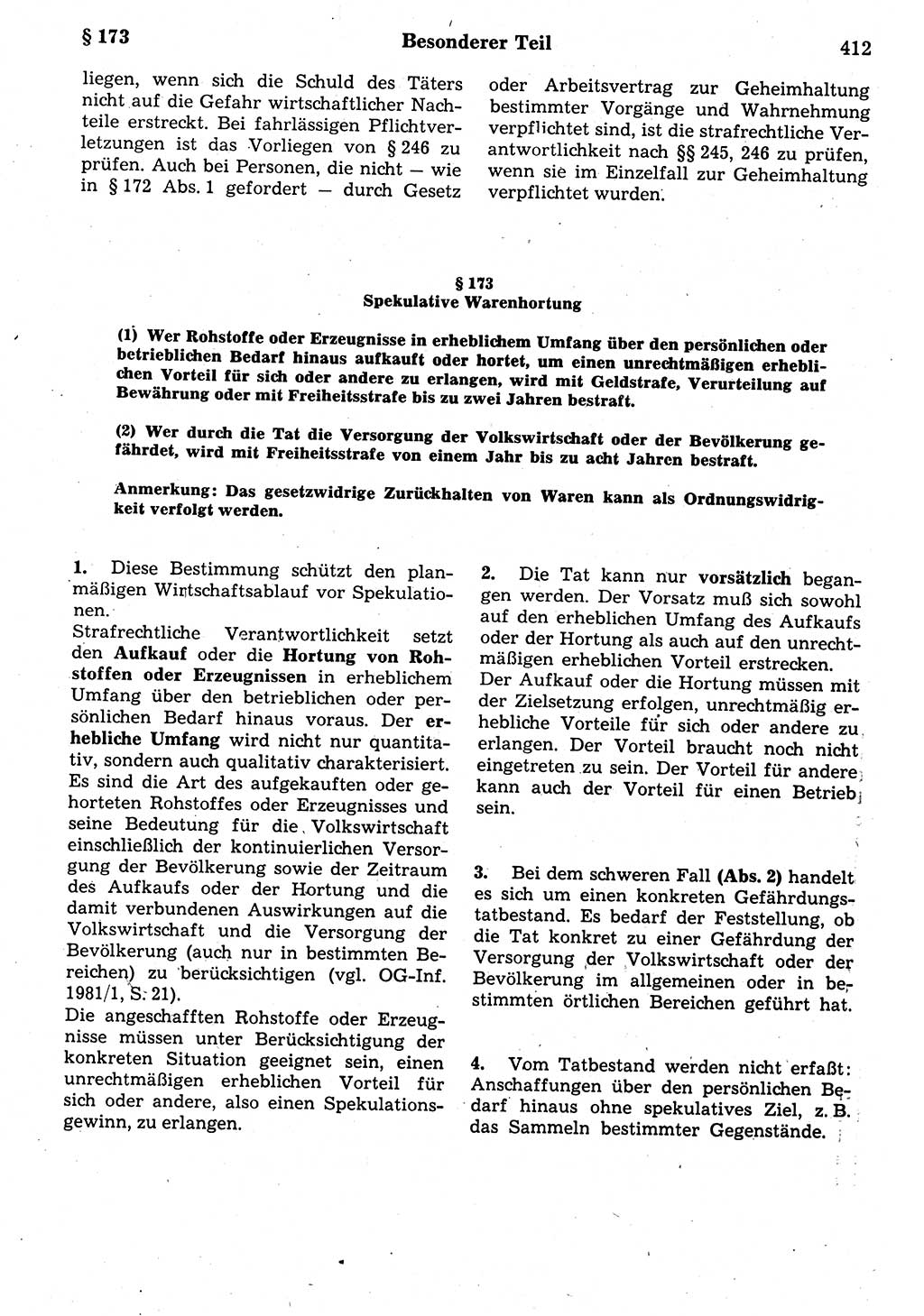 Strafrecht der Deutschen Demokratischen Republik (DDR), Kommentar zum Strafgesetzbuch (StGB) 1987, Seite 412 (Strafr. DDR Komm. StGB 1987, S. 412)