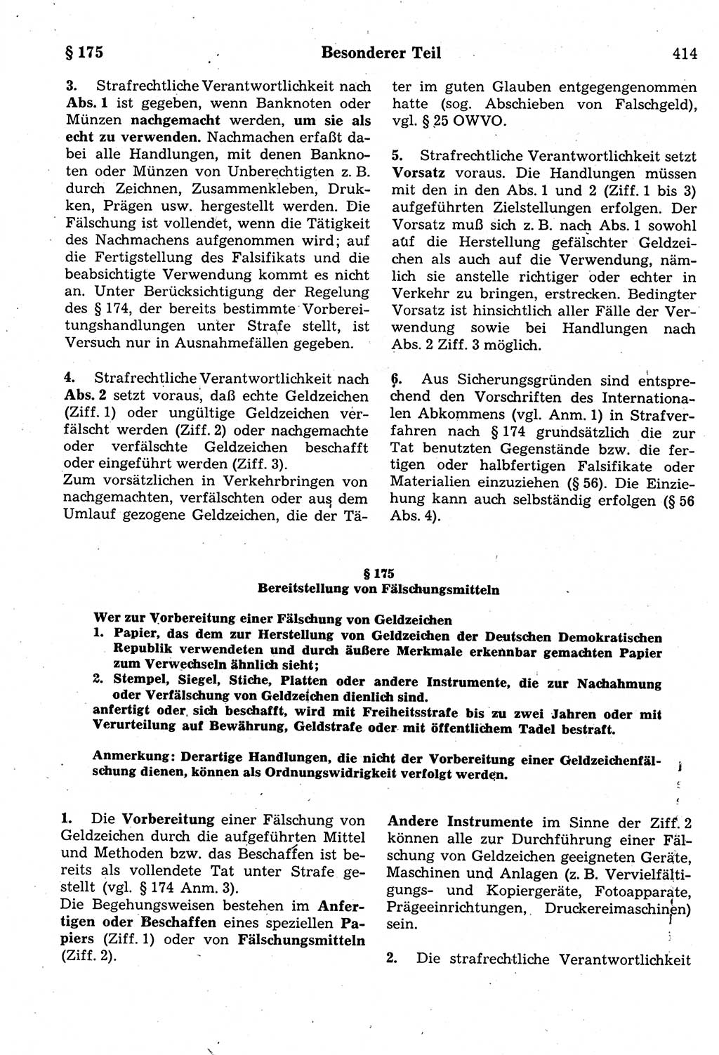 Strafrecht der Deutschen Demokratischen Republik (DDR), Kommentar zum Strafgesetzbuch (StGB) 1987, Seite 414 (Strafr. DDR Komm. StGB 1987, S. 414)