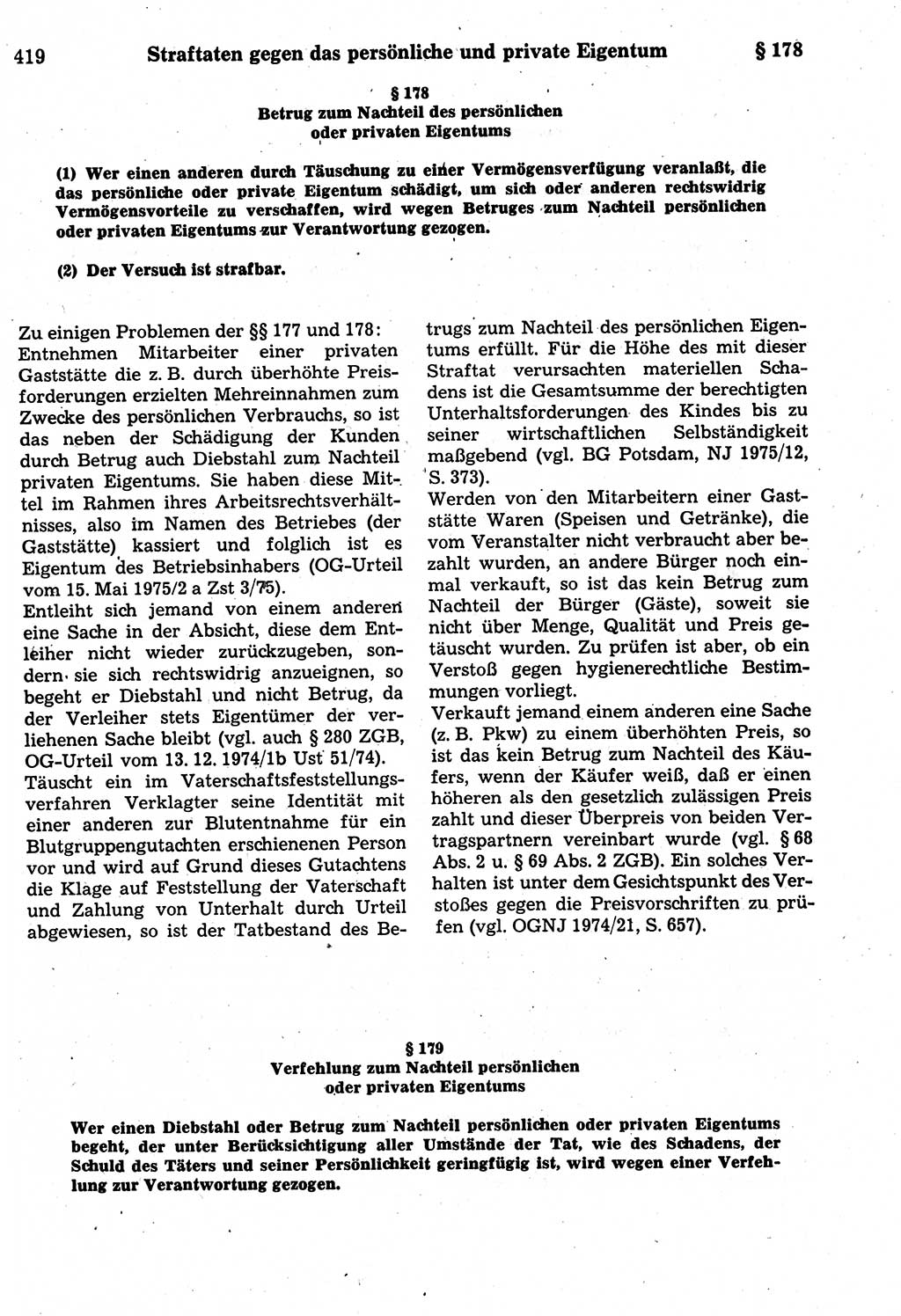 Strafrecht der Deutschen Demokratischen Republik (DDR), Kommentar zum Strafgesetzbuch (StGB) 1987, Seite 419 (Strafr. DDR Komm. StGB 1987, S. 419)