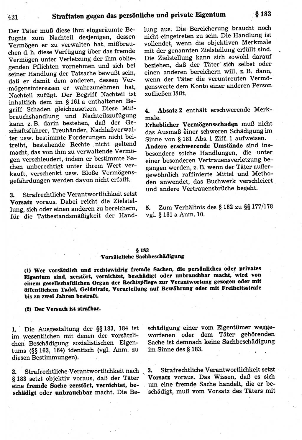 Strafrecht der Deutschen Demokratischen Republik (DDR), Kommentar zum Strafgesetzbuch (StGB) 1987, Seite 421 (Strafr. DDR Komm. StGB 1987, S. 421)