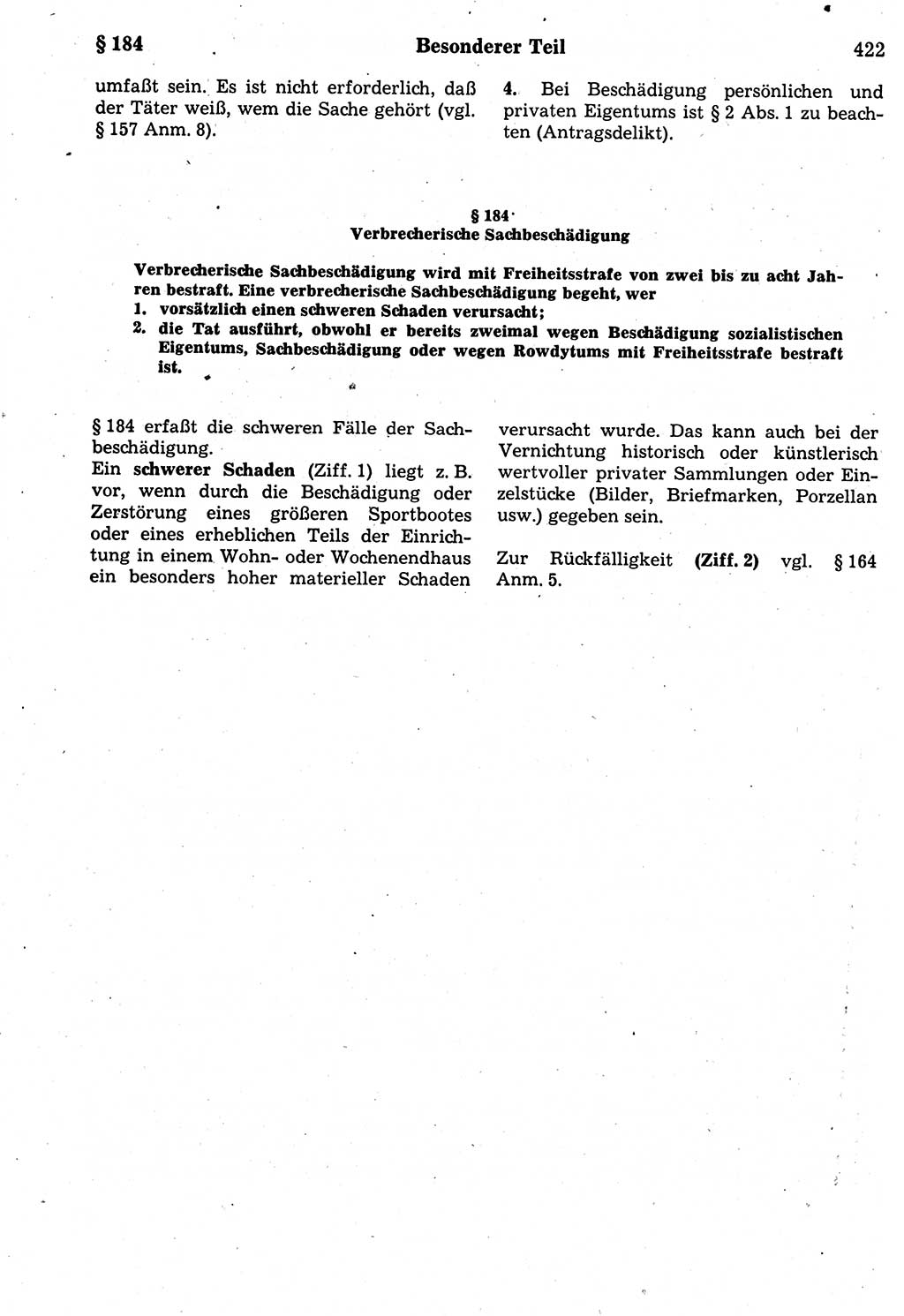 Strafrecht der Deutschen Demokratischen Republik (DDR), Kommentar zum Strafgesetzbuch (StGB) 1987, Seite 422 (Strafr. DDR Komm. StGB 1987, S. 422)
