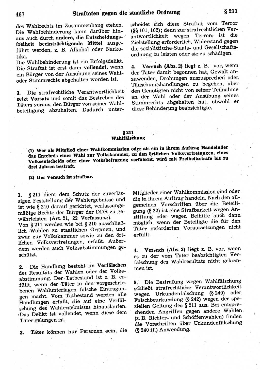 Strafrecht der Deutschen Demokratischen Republik (DDR), Kommentar zum Strafgesetzbuch (StGB) 1987, Seite 467 (Strafr. DDR Komm. StGB 1987, S. 467)
