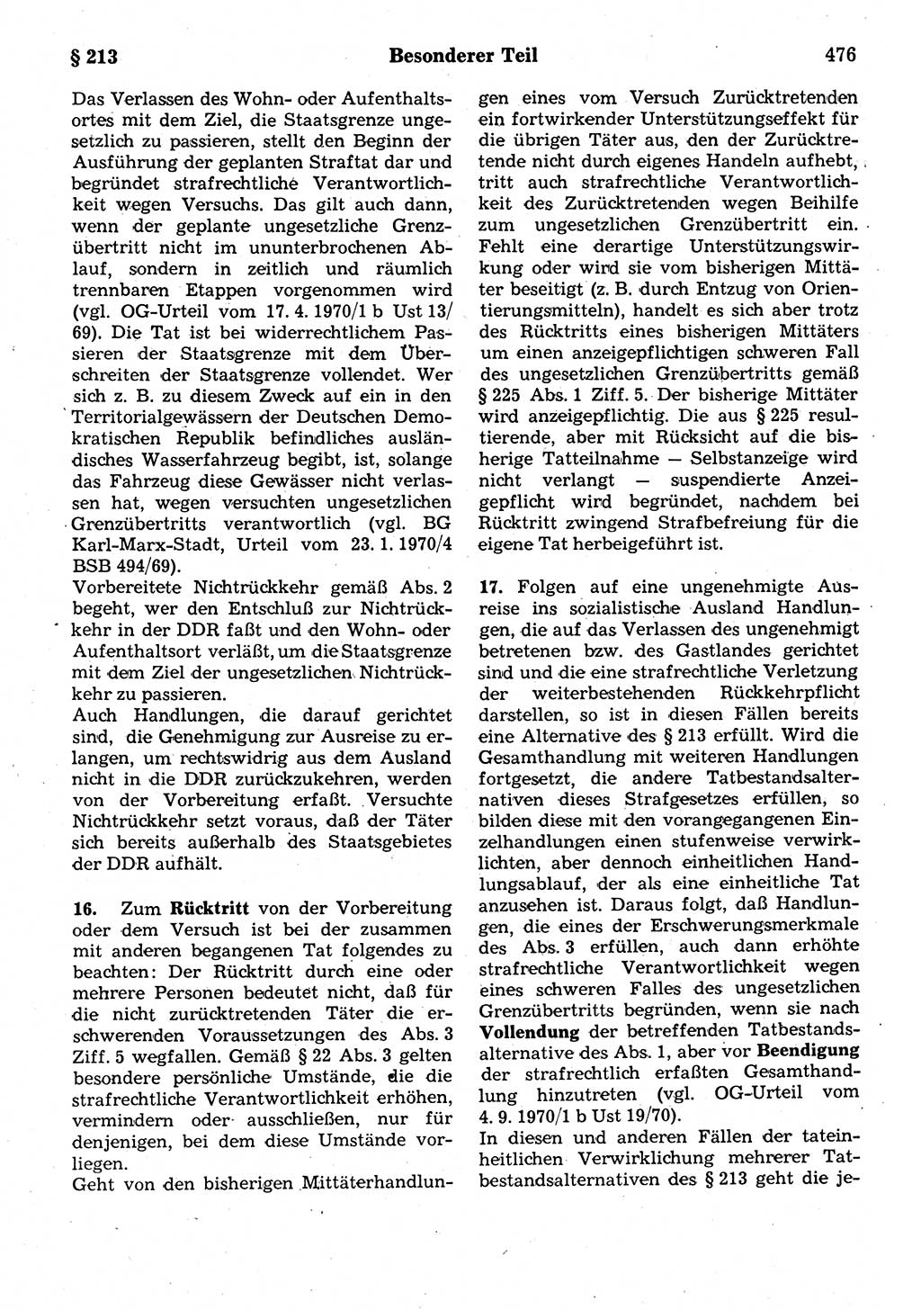 Strafrecht der Deutschen Demokratischen Republik (DDR), Kommentar zum Strafgesetzbuch (StGB) 1987, Seite 476 (Strafr. DDR Komm. StGB 1987, S. 476)