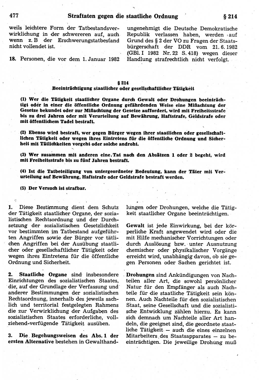 Strafrecht der Deutschen Demokratischen Republik (DDR), Kommentar zum Strafgesetzbuch (StGB) 1987, Seite 477 (Strafr. DDR Komm. StGB 1987, S. 477)