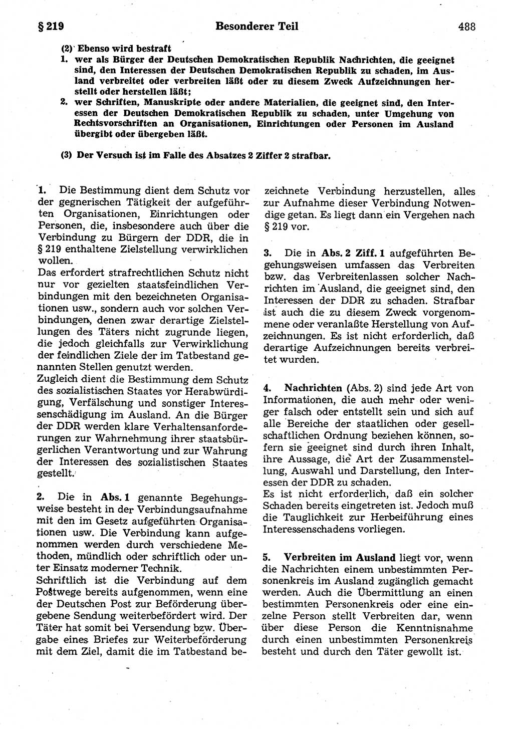 Strafrecht der Deutschen Demokratischen Republik (DDR), Kommentar zum Strafgesetzbuch (StGB) 1987, Seite 488 (Strafr. DDR Komm. StGB 1987, S. 488)