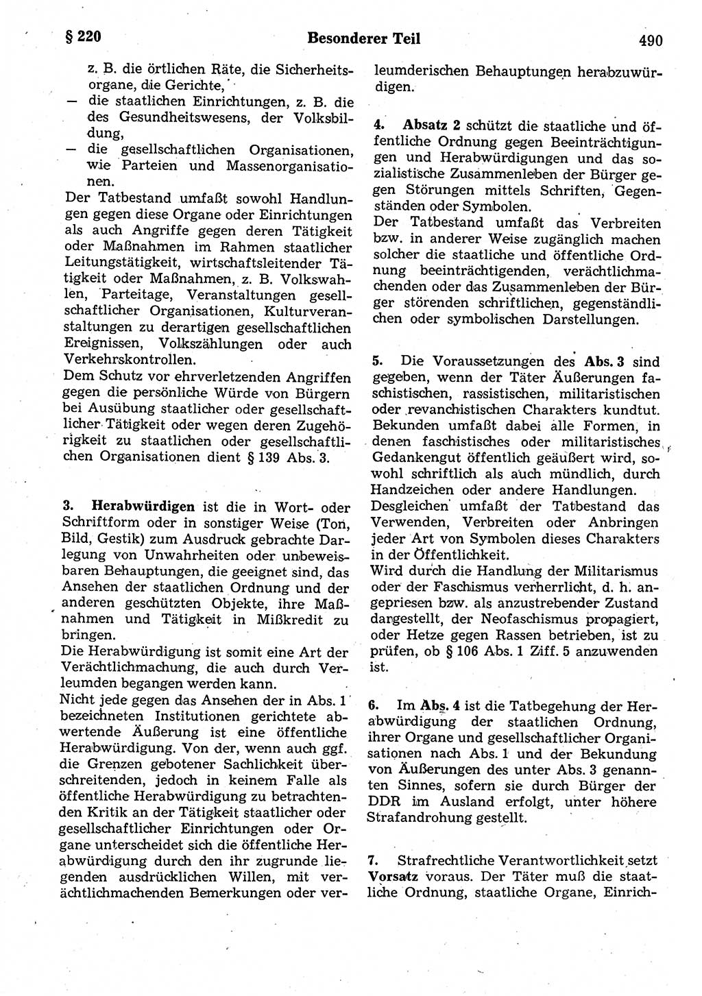 Strafrecht der Deutschen Demokratischen Republik (DDR), Kommentar zum Strafgesetzbuch (StGB) 1987, Seite 490 (Strafr. DDR Komm. StGB 1987, S. 490)