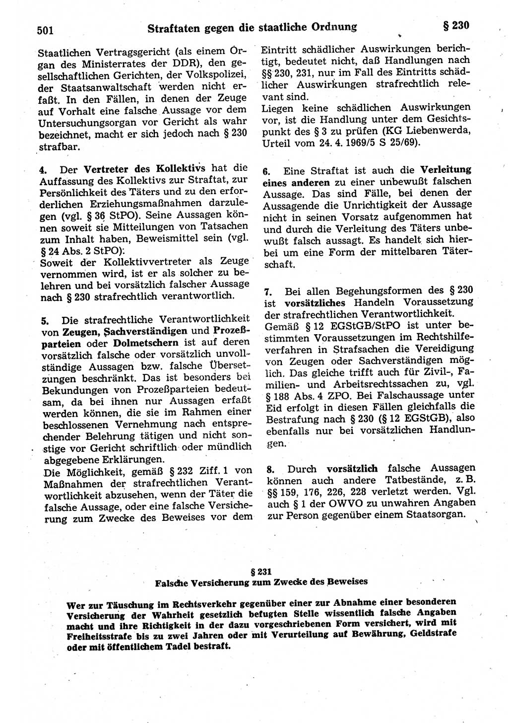 Strafrecht der Deutschen Demokratischen Republik (DDR), Kommentar zum Strafgesetzbuch (StGB) 1987, Seite 501 (Strafr. DDR Komm. StGB 1987, S. 501)