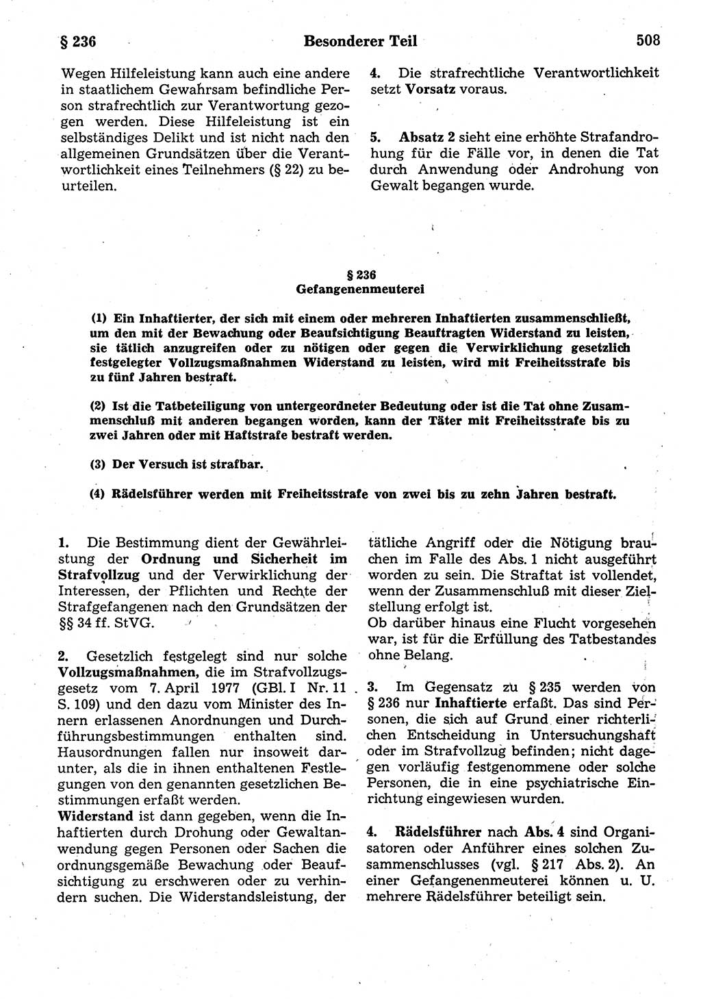 Strafrecht der Deutschen Demokratischen Republik (DDR), Kommentar zum Strafgesetzbuch (StGB) 1987, Seite 508 (Strafr. DDR Komm. StGB 1987, S. 508)