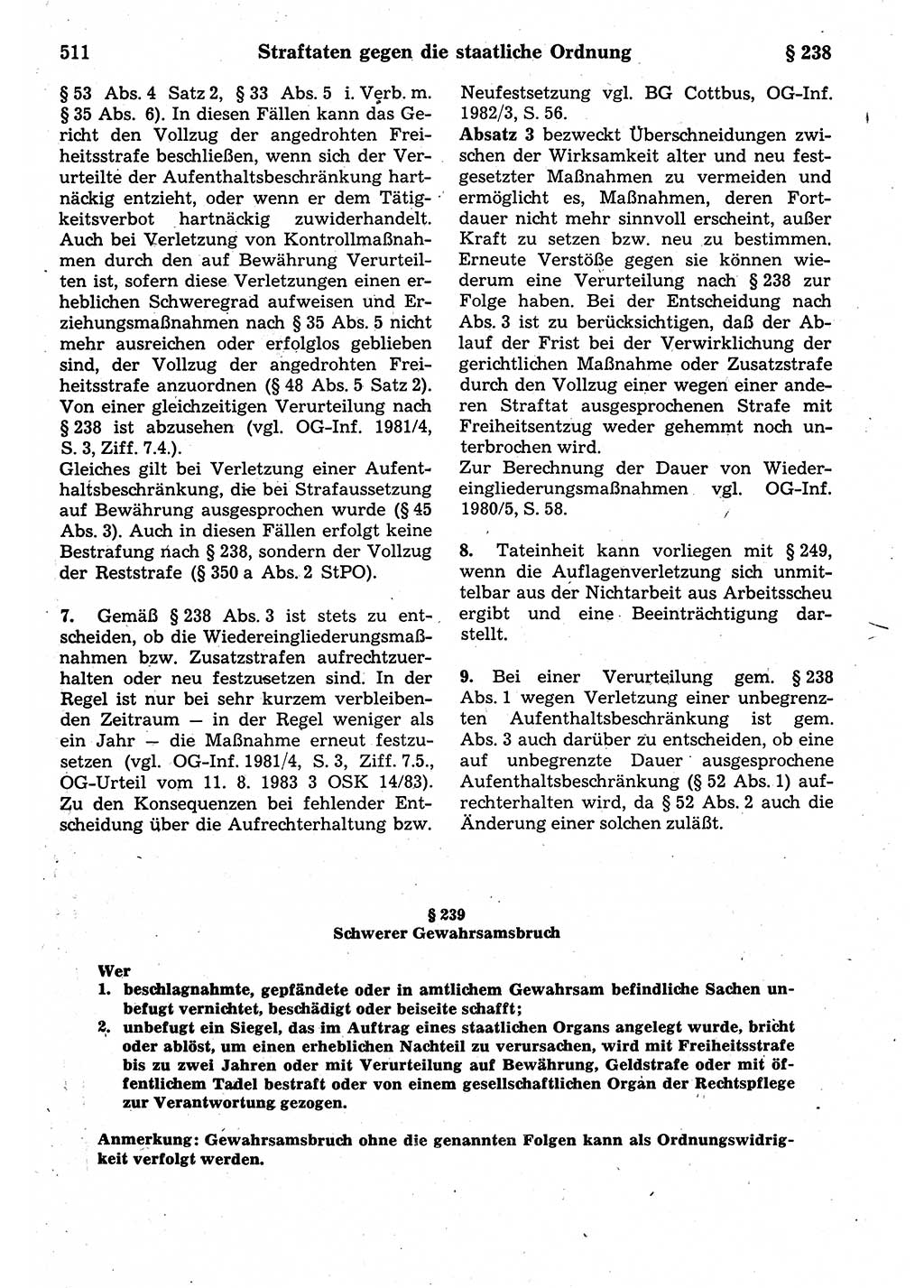 Strafrecht der Deutschen Demokratischen Republik (DDR), Kommentar zum Strafgesetzbuch (StGB) 1987, Seite 511 (Strafr. DDR Komm. StGB 1987, S. 511)