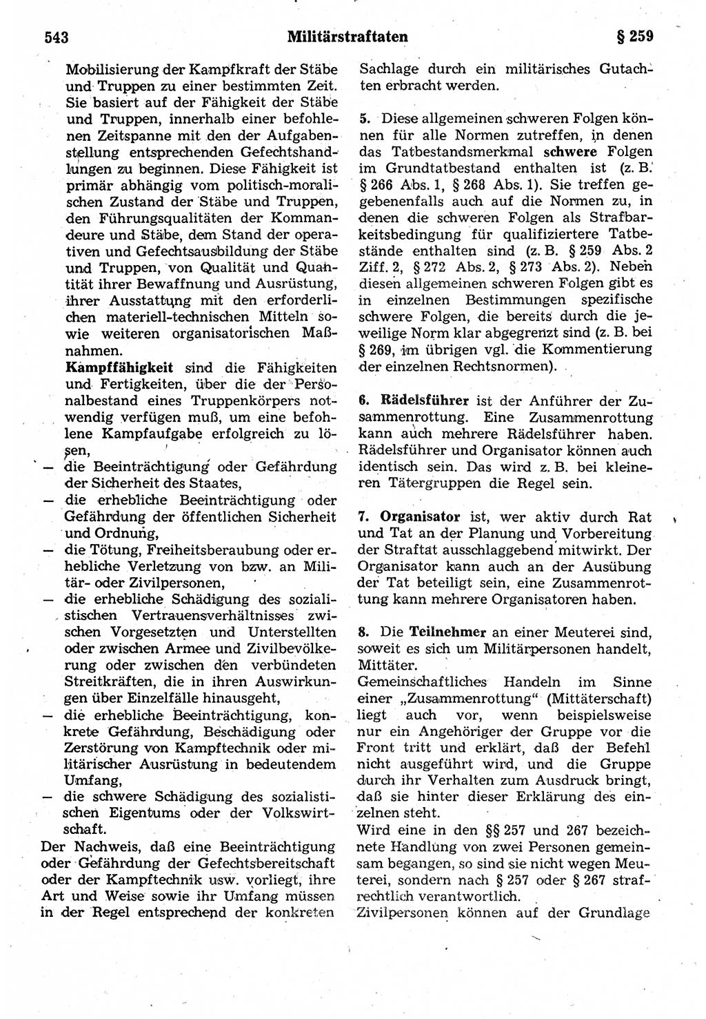 Strafrecht der Deutschen Demokratischen Republik (DDR), Kommentar zum Strafgesetzbuch (StGB) 1987, Seite 543 (Strafr. DDR Komm. StGB 1987, S. 543)
