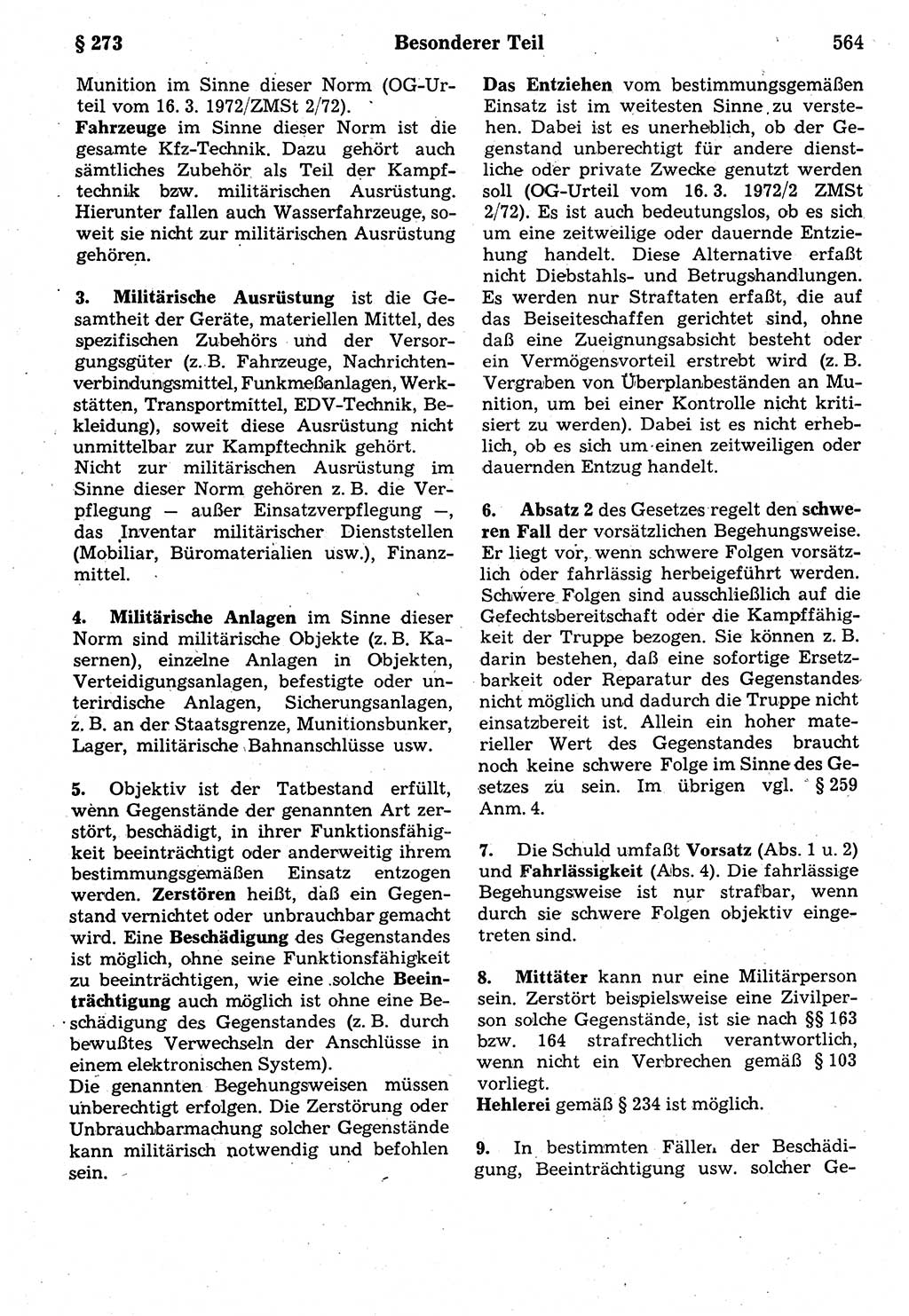 Strafrecht der Deutschen Demokratischen Republik (DDR), Kommentar zum Strafgesetzbuch (StGB) 1987, Seite 564 (Strafr. DDR Komm. StGB 1987, S. 564)