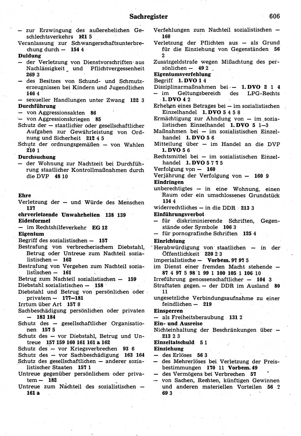 Strafrecht der Deutschen Demokratischen Republik (DDR), Kommentar zum Strafgesetzbuch (StGB) 1987, Seite 606 (Strafr. DDR Komm. StGB 1987, S. 606)