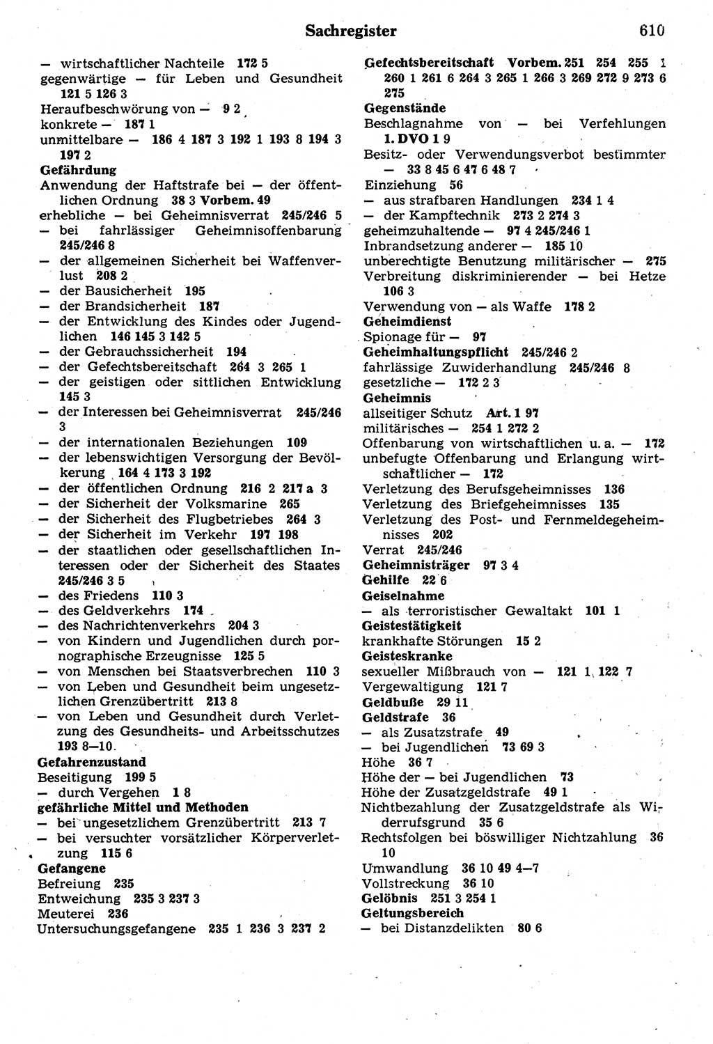 Strafrecht der Deutschen Demokratischen Republik (DDR), Kommentar zum Strafgesetzbuch (StGB) 1987, Seite 610 (Strafr. DDR Komm. StGB 1987, S. 610)