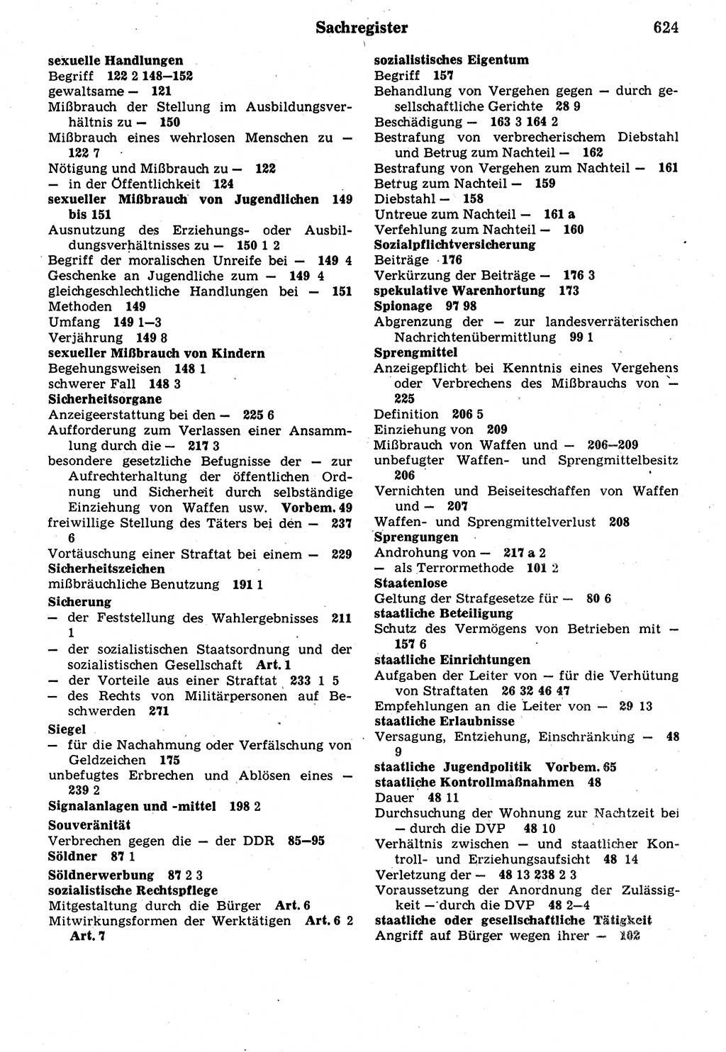 Strafrecht der Deutschen Demokratischen Republik (DDR), Kommentar zum Strafgesetzbuch (StGB) 1987, Seite 624 (Strafr. DDR Komm. StGB 1987, S. 624)