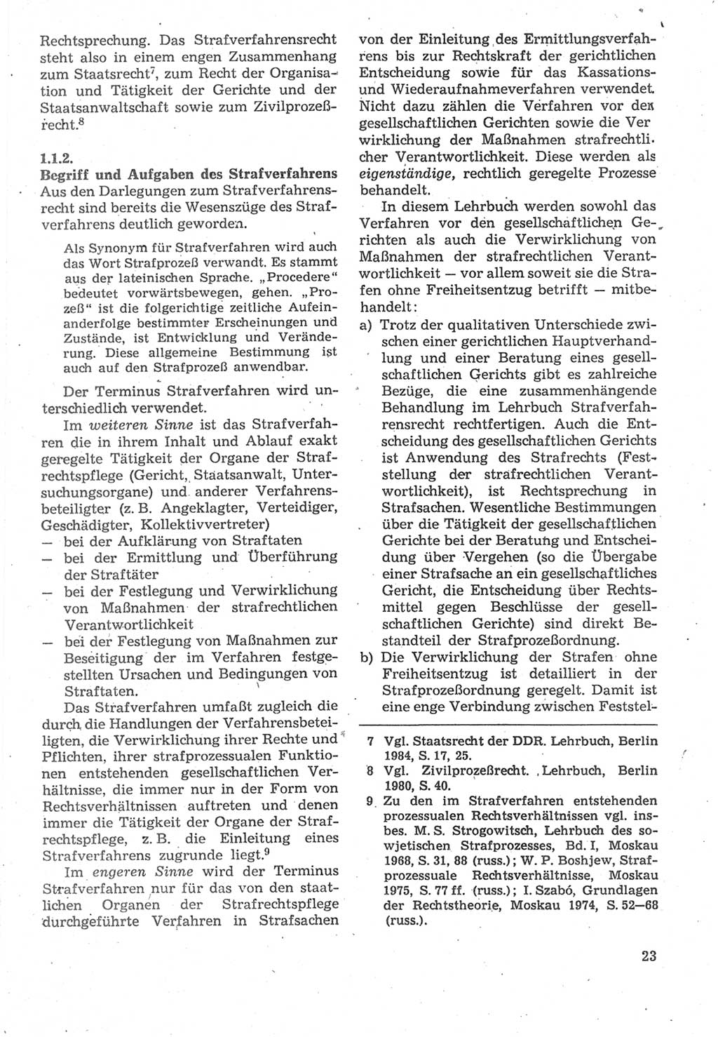 Strafverfahrensrecht [Deutsche Demokratische Republik (DDR)], Lehrbuch 1987, Seite 23 (Strafverf.-R. DDR Lb. 1987, S. 23)