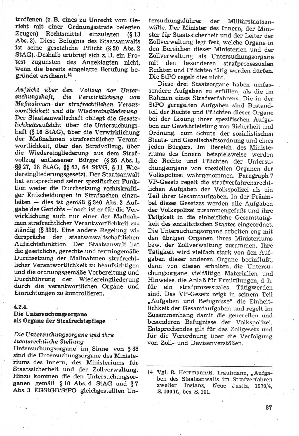 Strafverfahrensrecht [Deutsche Demokratische Republik (DDR)], Lehrbuch 1987, Seite 87 (Strafverf.-R. DDR Lb. 1987, S. 87)