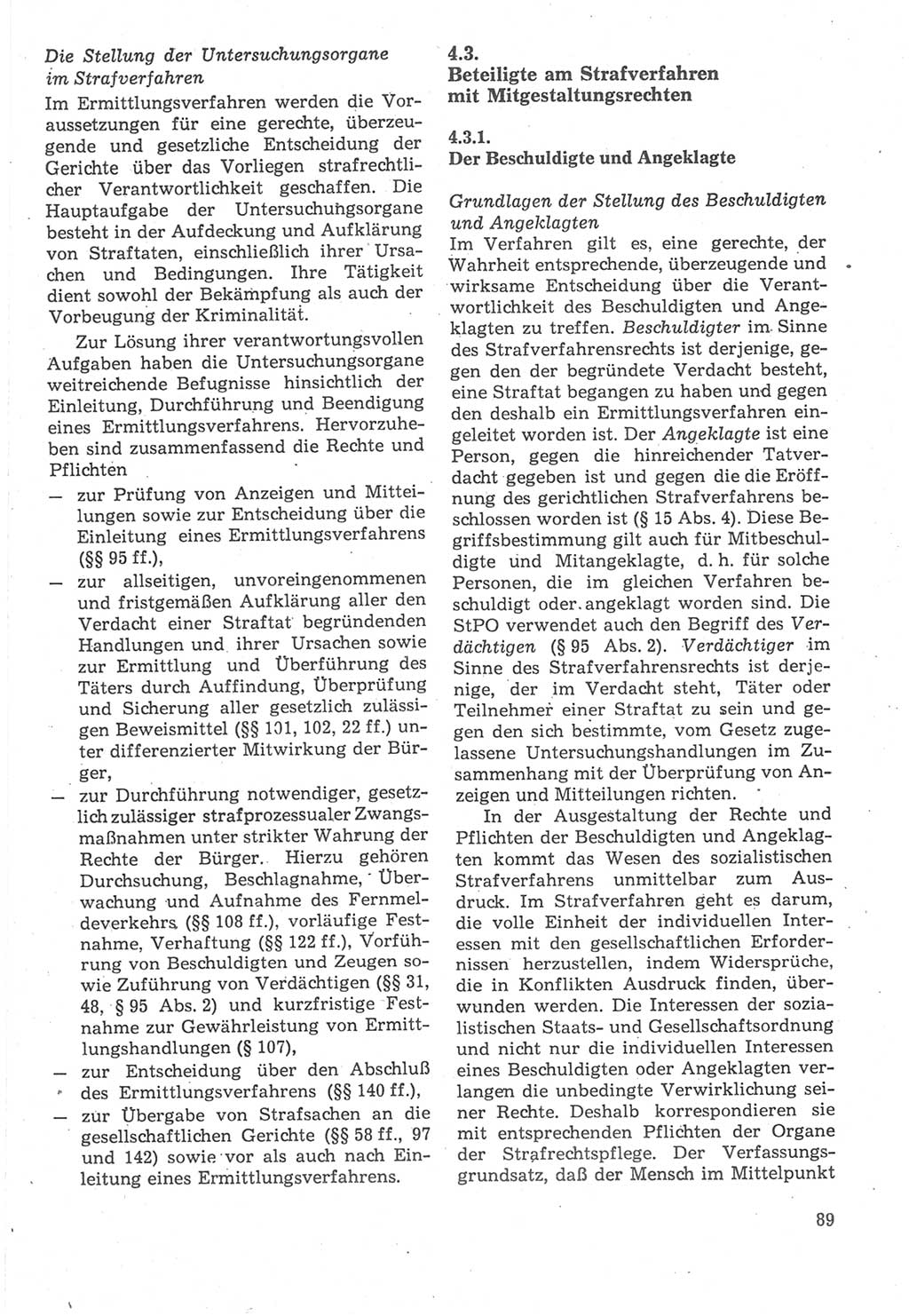Strafverfahrensrecht [Deutsche Demokratische Republik (DDR)], Lehrbuch 1987, Seite 89 (Strafverf.-R. DDR Lb. 1987, S. 89)