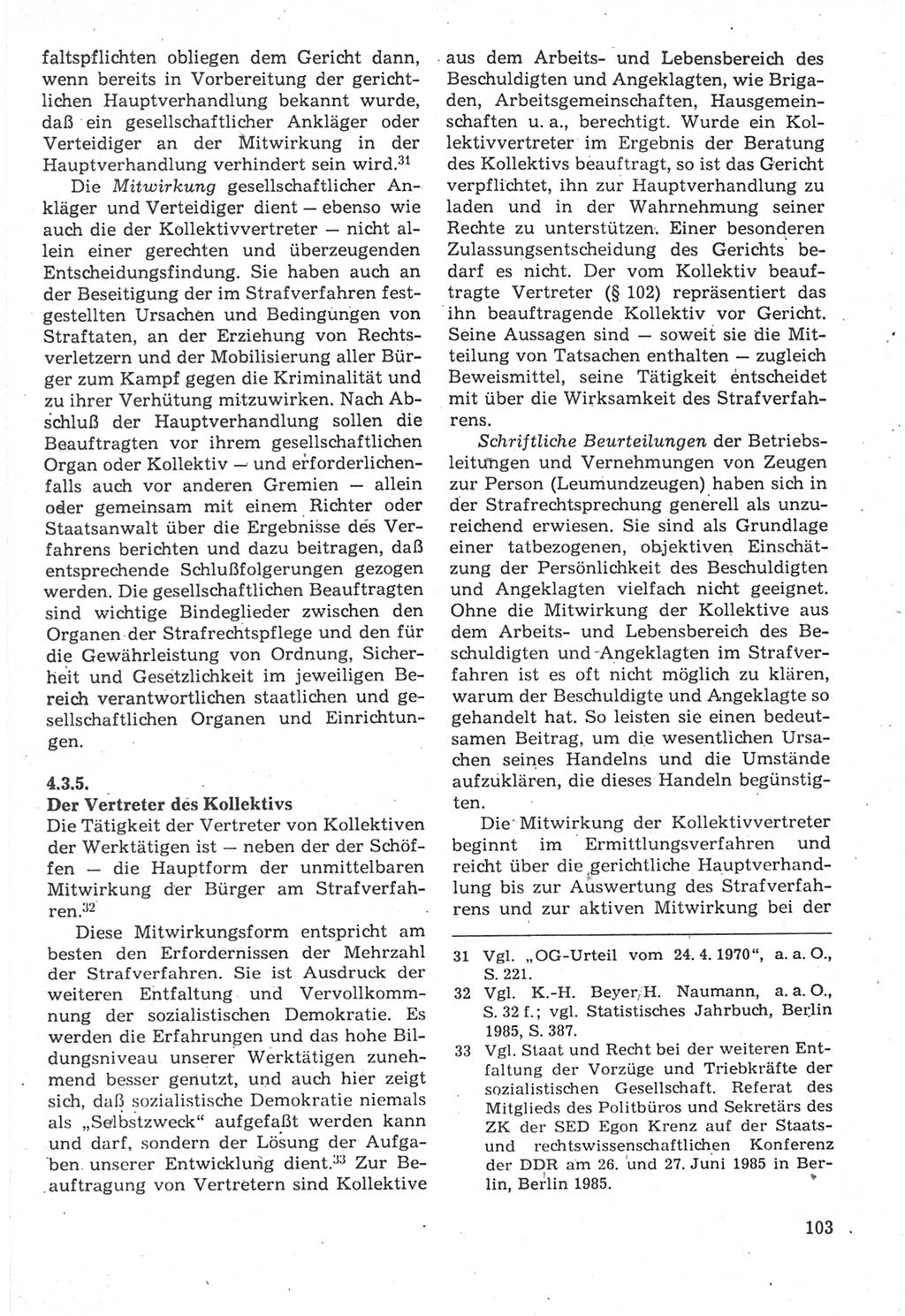 Strafverfahrensrecht [Deutsche Demokratische Republik (DDR)], Lehrbuch 1987, Seite 103 (Strafverf.-R. DDR Lb. 1987, S. 103)