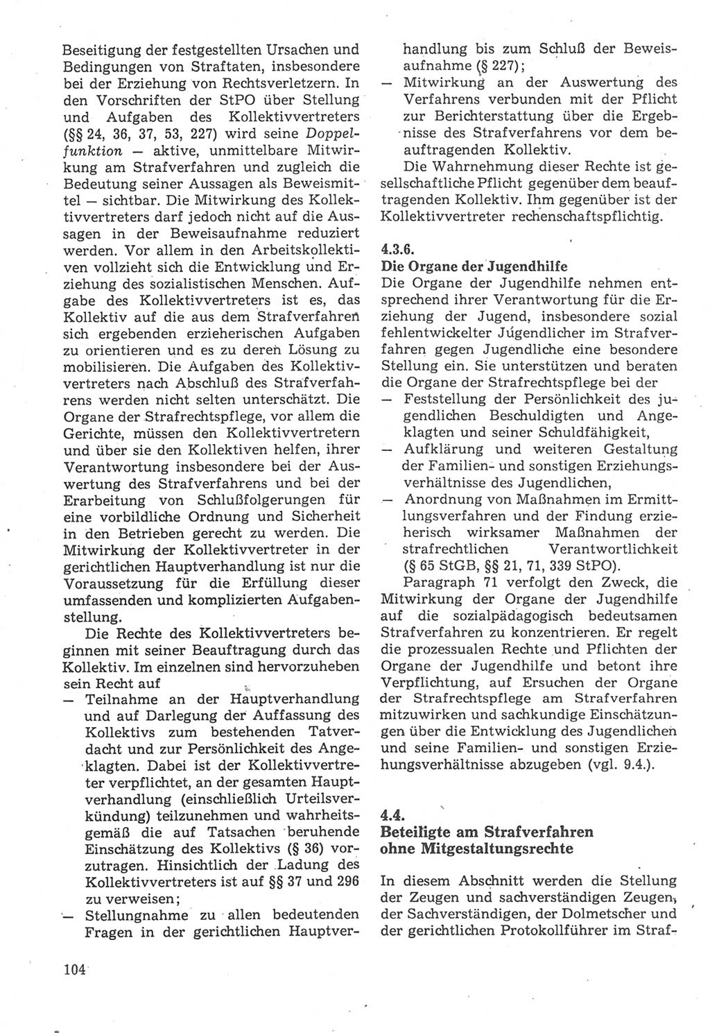 Strafverfahrensrecht [Deutsche Demokratische Republik (DDR)], Lehrbuch 1987, Seite 104 (Strafverf.-R. DDR Lb. 1987, S. 104)