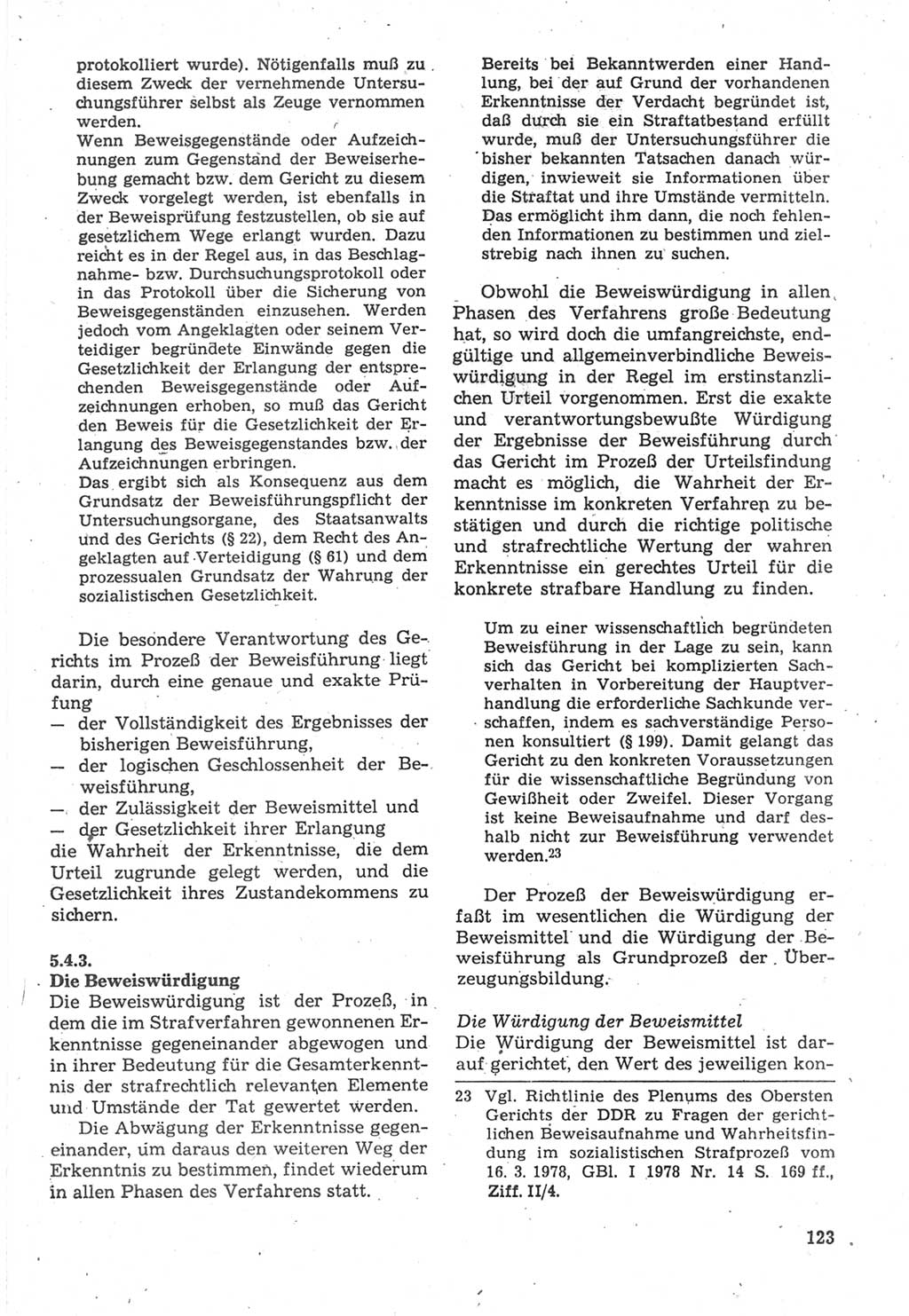 Strafverfahrensrecht [Deutsche Demokratische Republik (DDR)], Lehrbuch 1987, Seite 123 (Strafverf.-R. DDR Lb. 1987, S. 123)