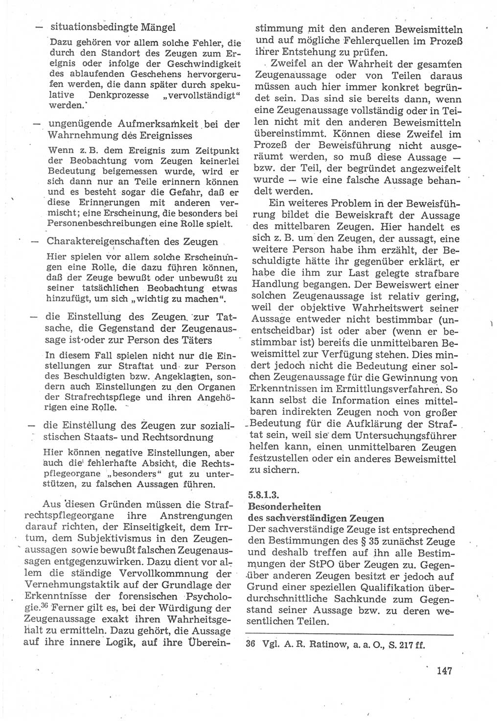 Strafverfahrensrecht [Deutsche Demokratische Republik (DDR)], Lehrbuch 1987, Seite 147 (Strafverf.-R. DDR Lb. 1987, S. 147)