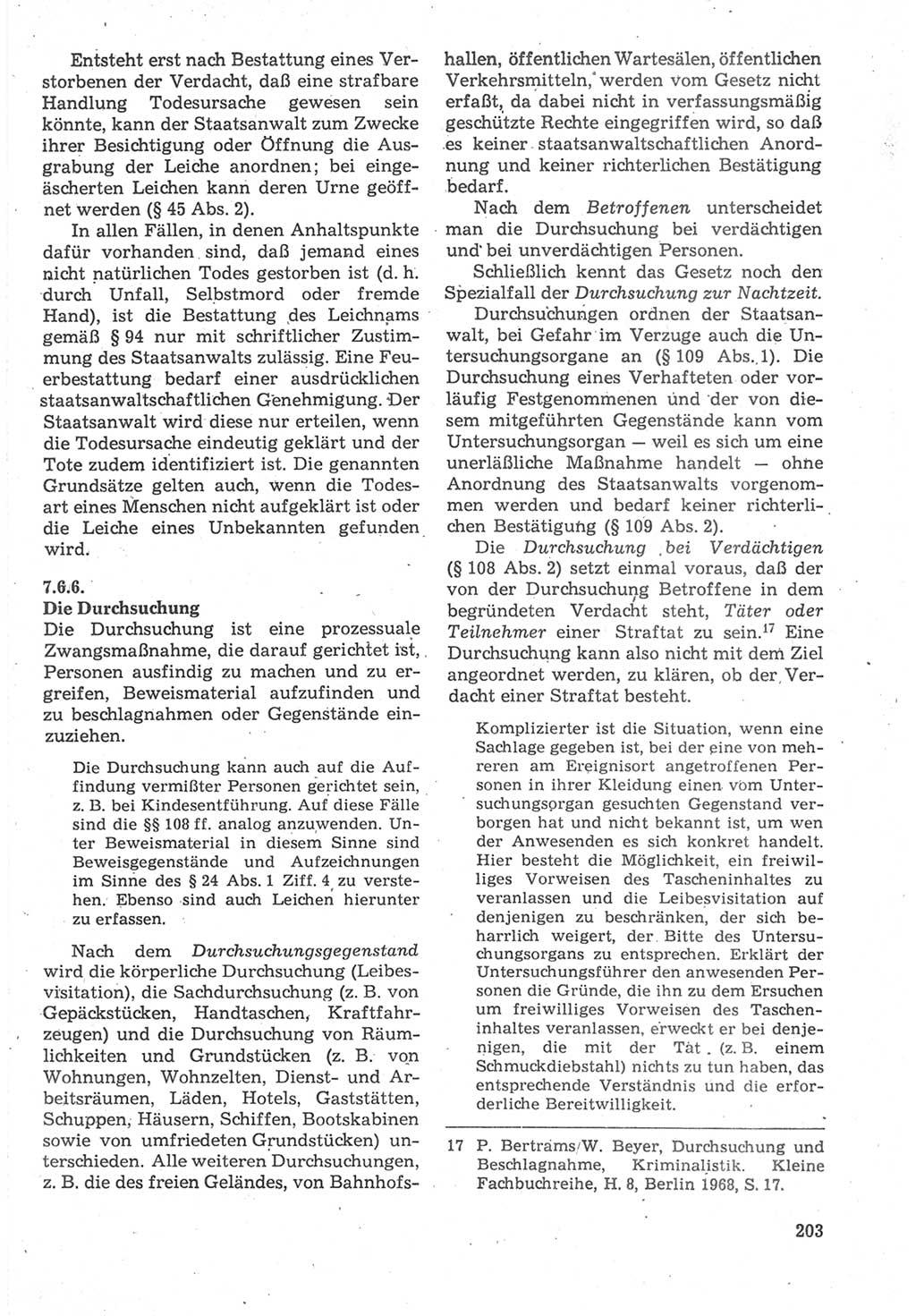 Strafverfahrensrecht [Deutsche Demokratische Republik (DDR)], Lehrbuch 1987, Seite 203 (Strafverf.-R. DDR Lb. 1987, S. 203)